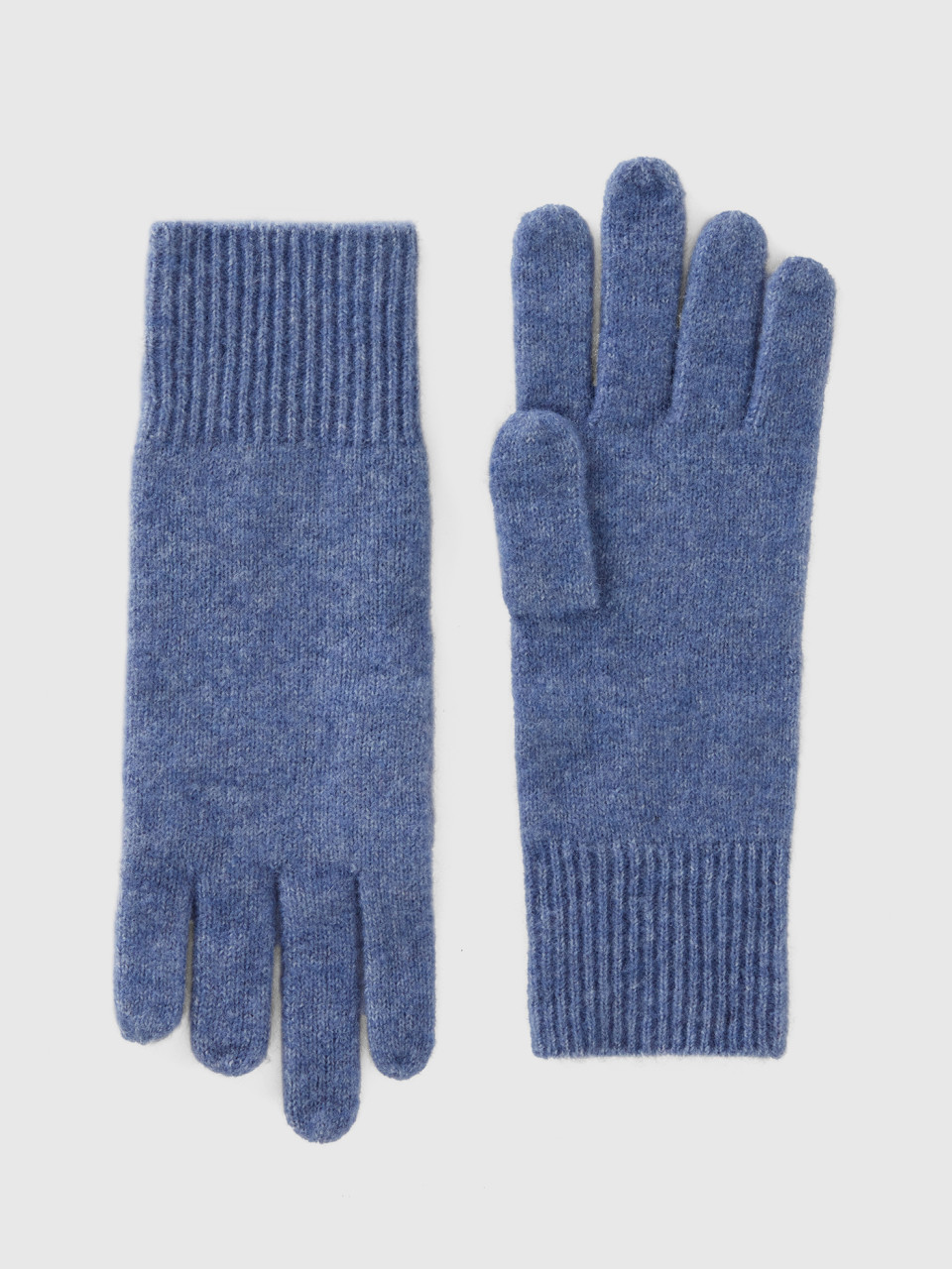 Benetton, Handschuhe Aus Recyceltem Garn, Blassblau, female