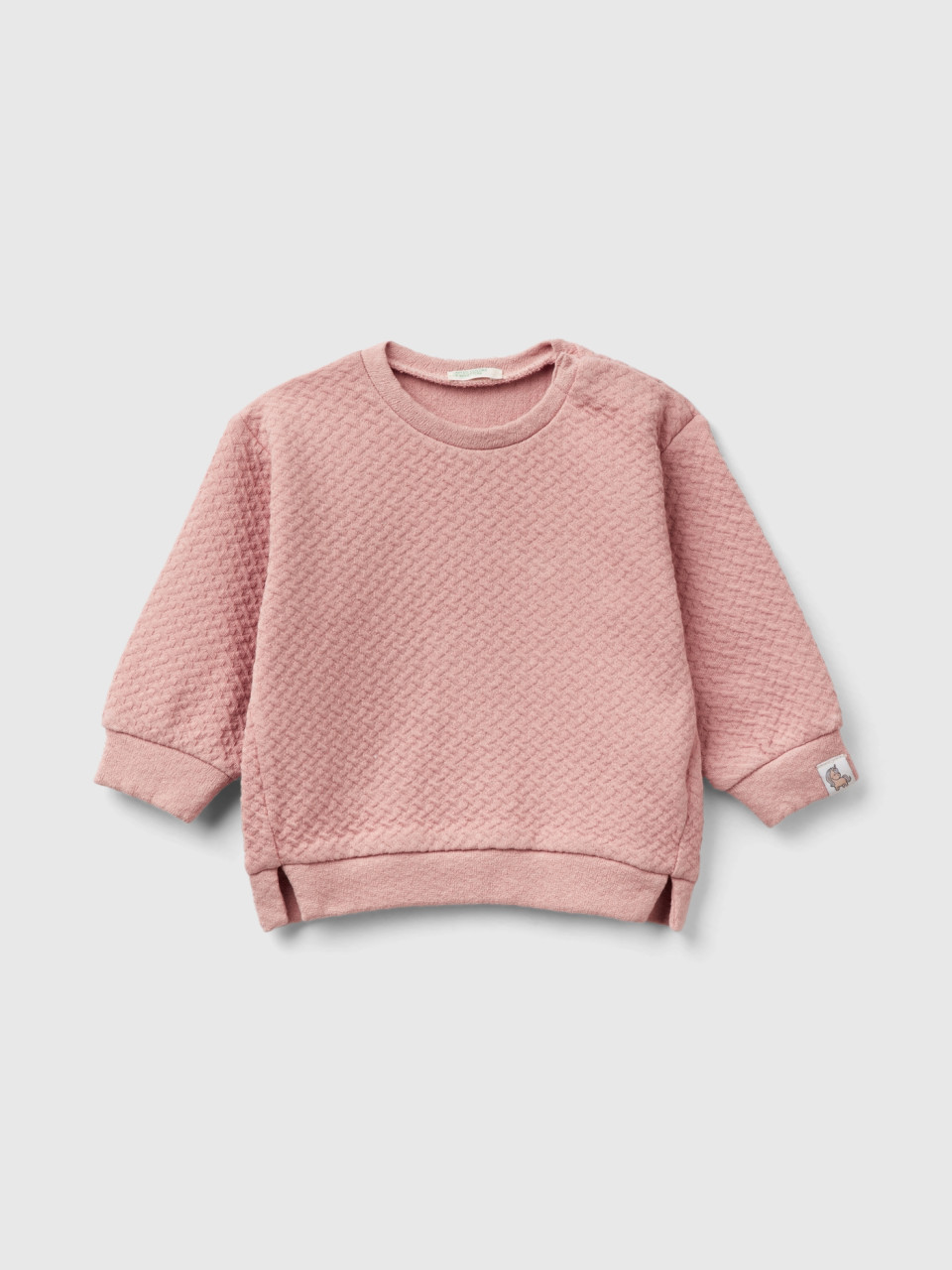 Benetton, Pullover Jacquard Sweatshirt, Soft Pink, Kids
