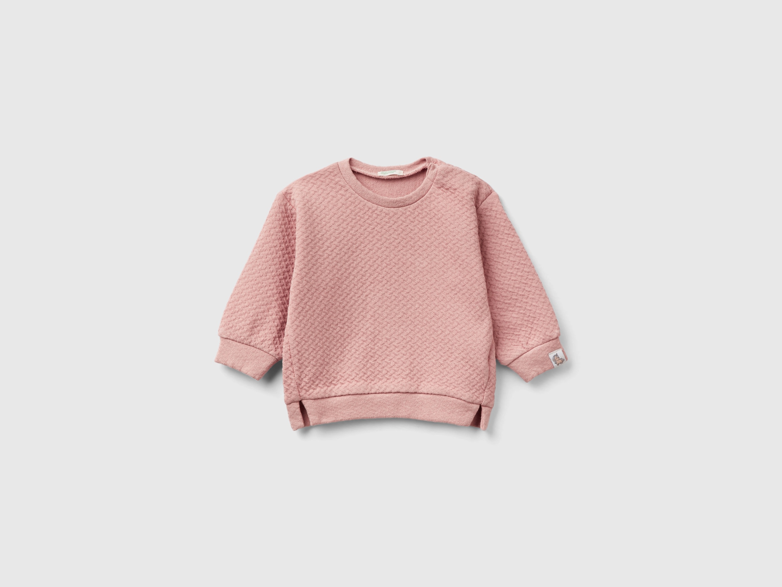 Image of Benetton, Pullover Jacquard Sweatshirt, size 74, Soft Pink, Kids