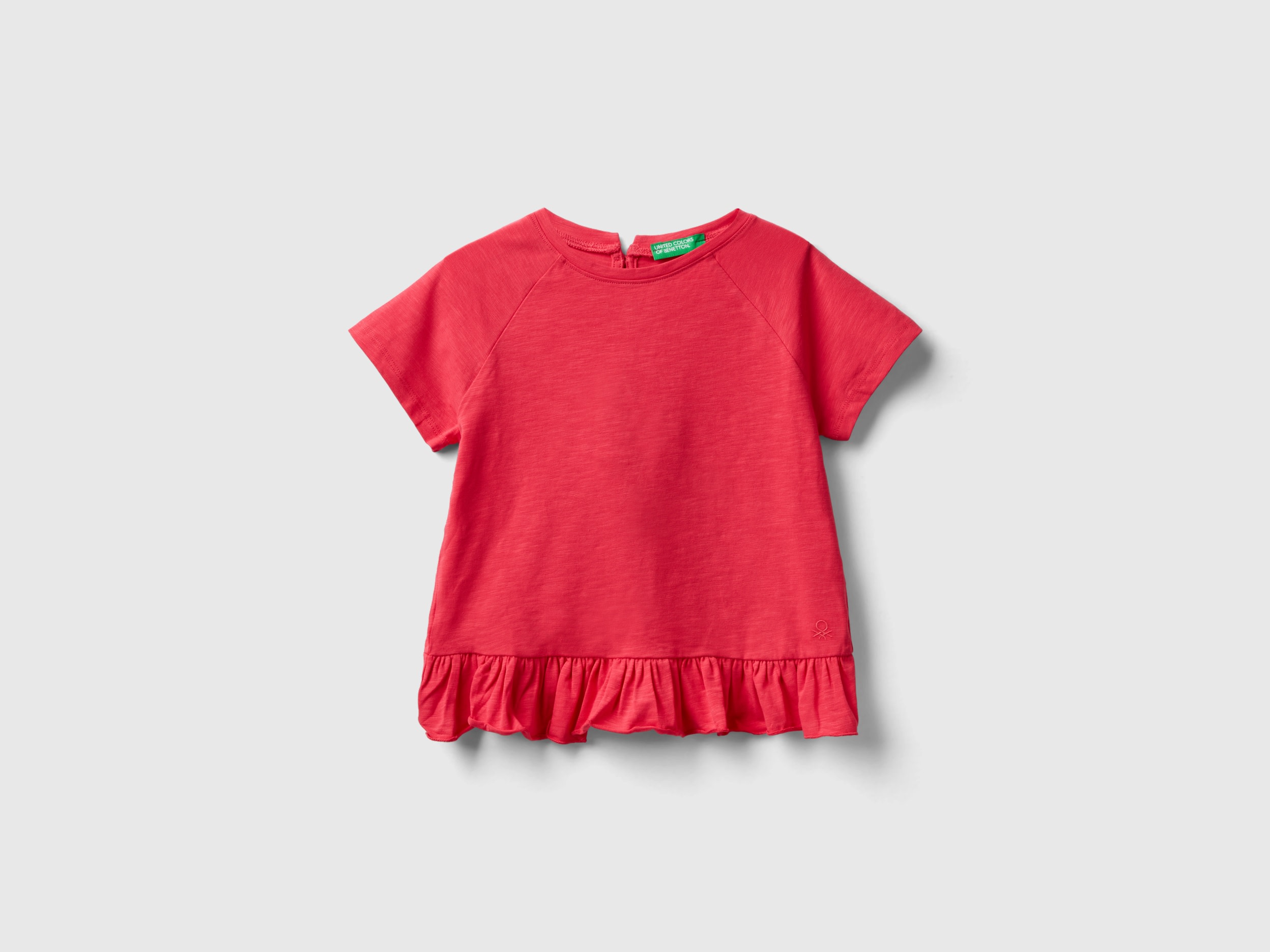 Benetton, T-shirt Con Volant, Fucsia, Bambini