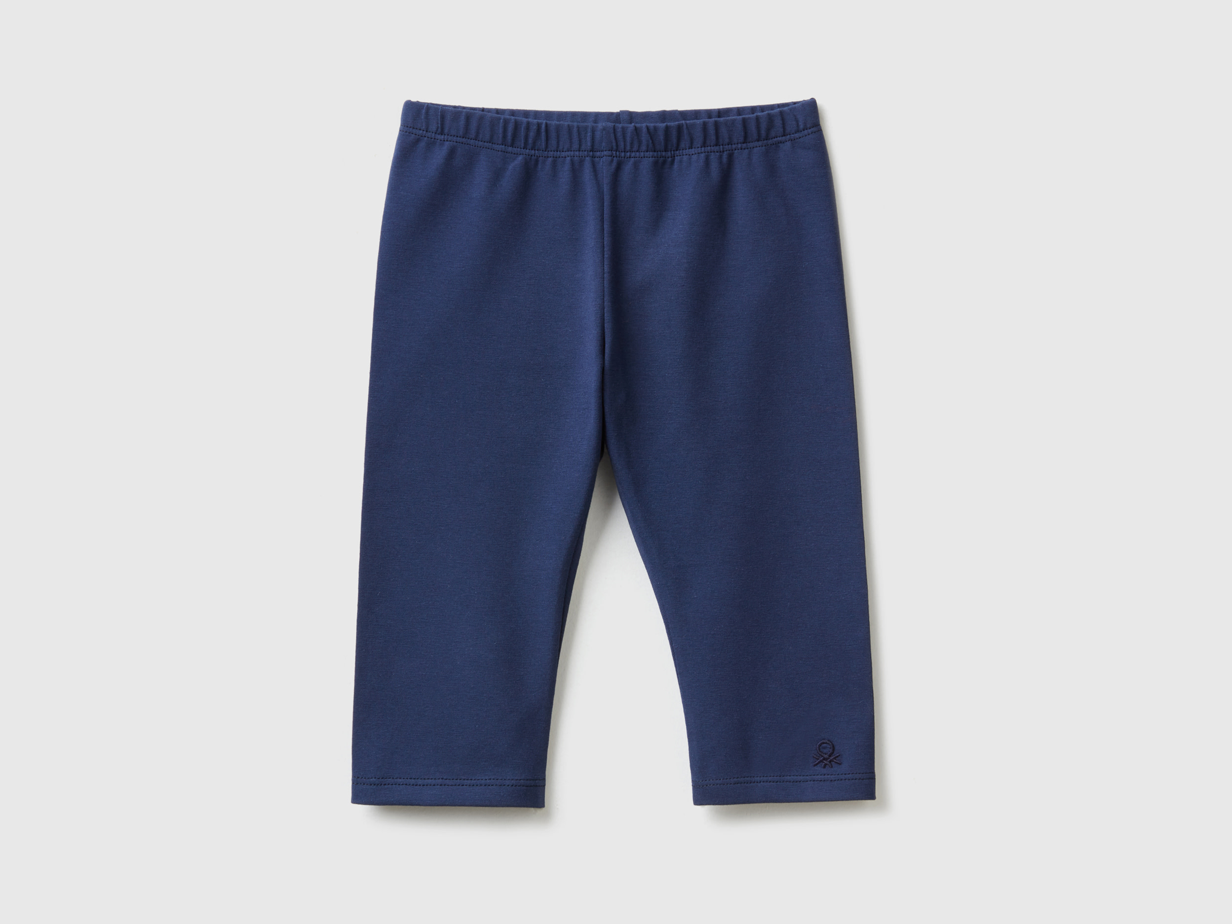 Benetton, 3/4 Leggings In Stretch Cotton, size 12-18, Dark Blue, Kids
