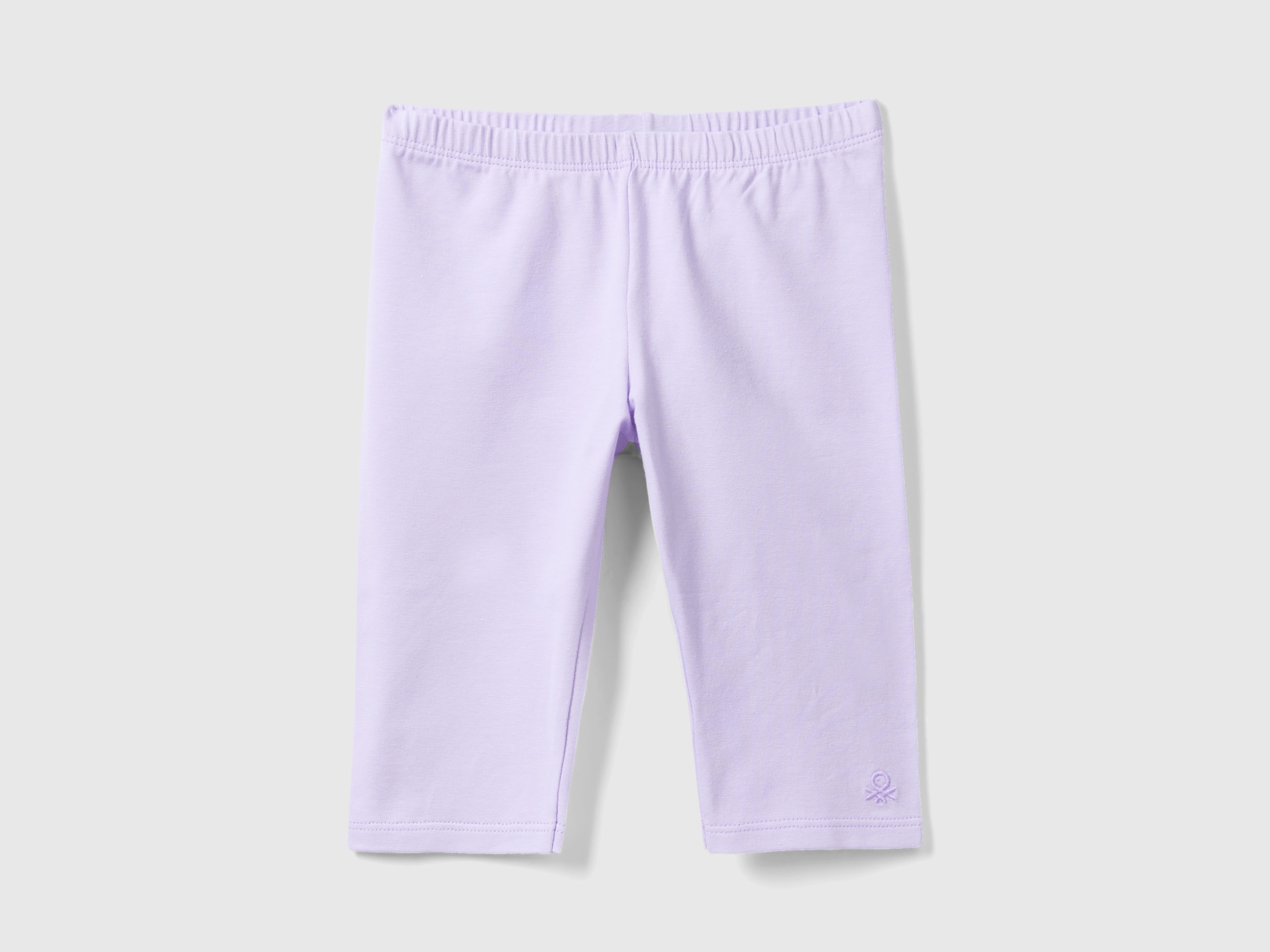 Benetton, Leggings A 3/4 In Cotone Stretch, Lilla, Bambini