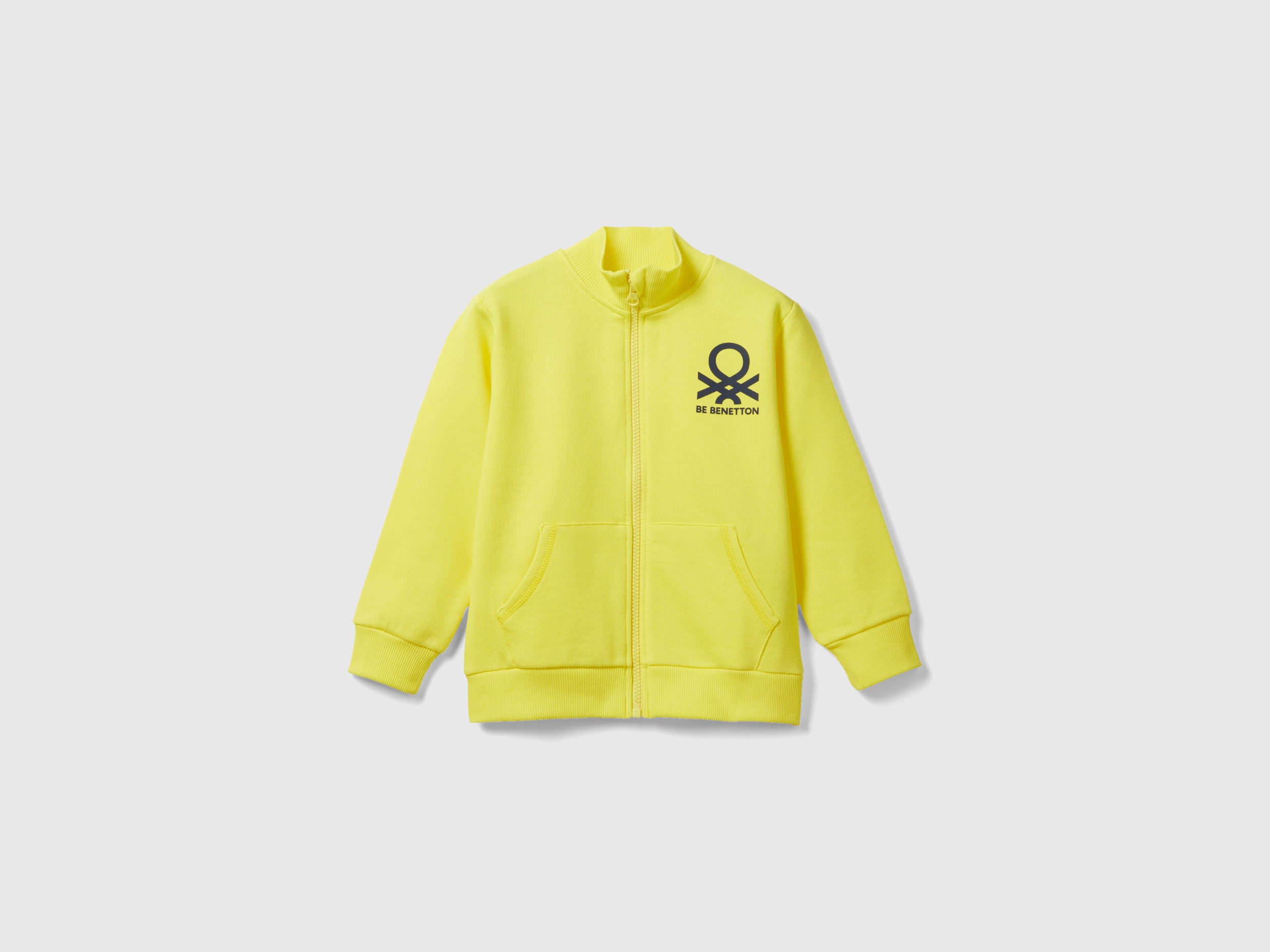 Image of Benetton, Sweatshirt In Organic Cotton With Zip, size 104, Yellow, Kids