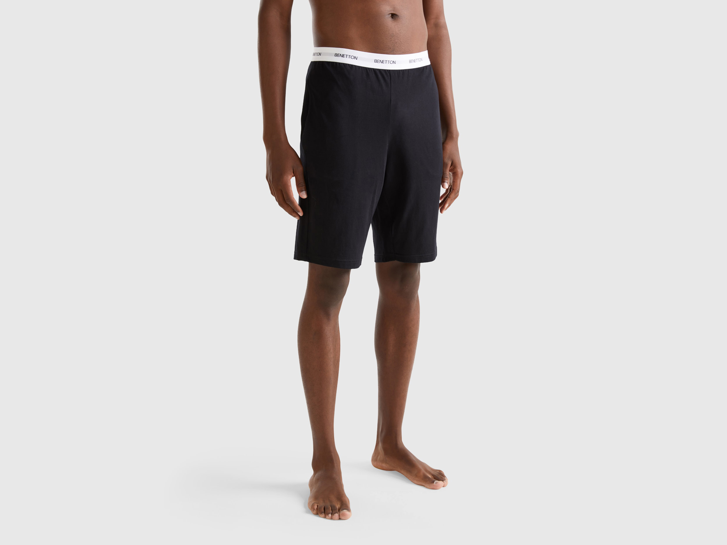 benetton, 100% cotton shorts, size s, black, men