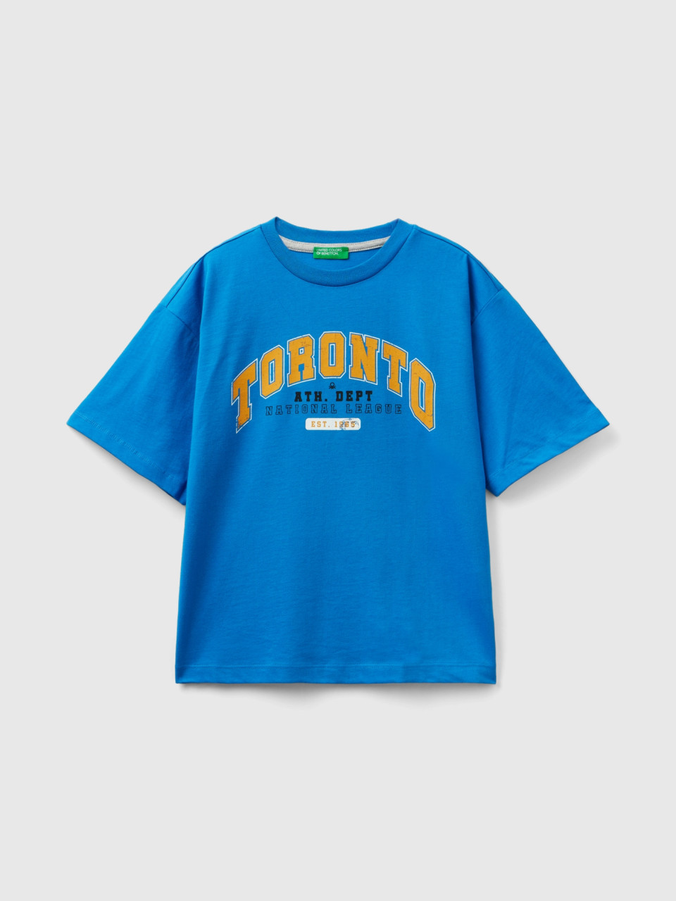Benetton, Camiseta De Estilo College, Azul, Niños