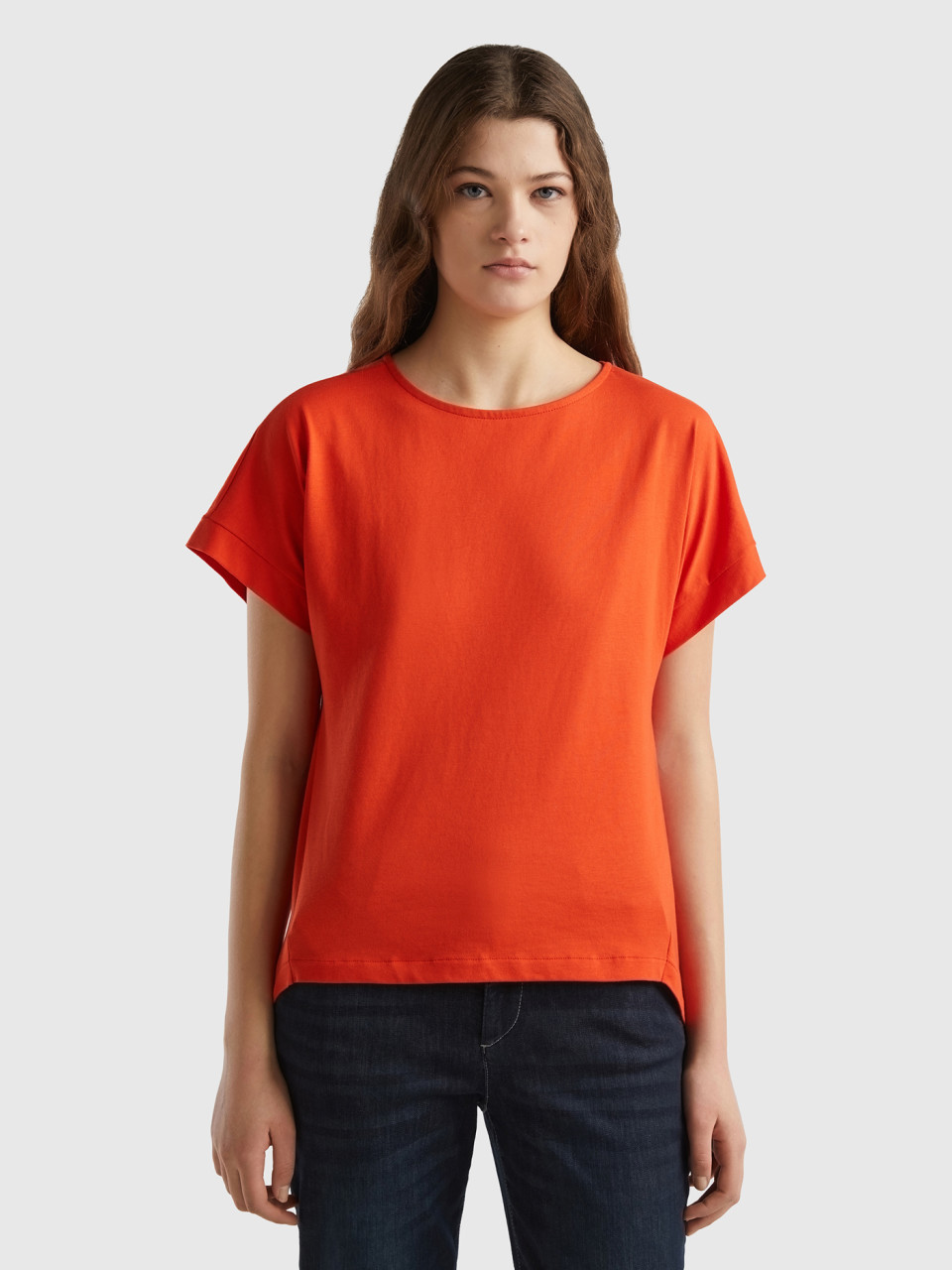 Benetton, T-shirt Mit Kimonoärmeln, Rot, female