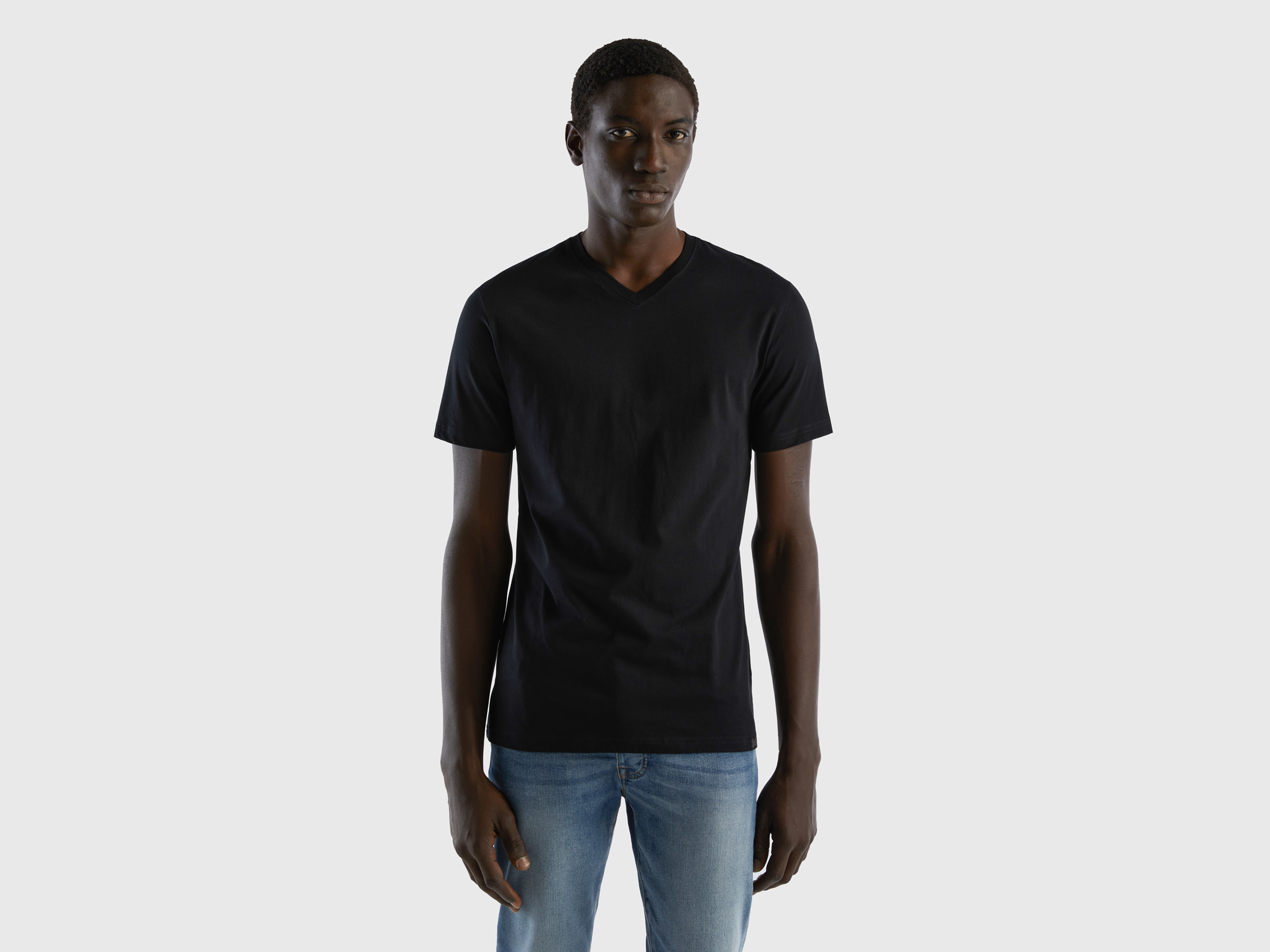 Benetton, T-shirt In Long Fiber Cotton, size XS, Black, Men