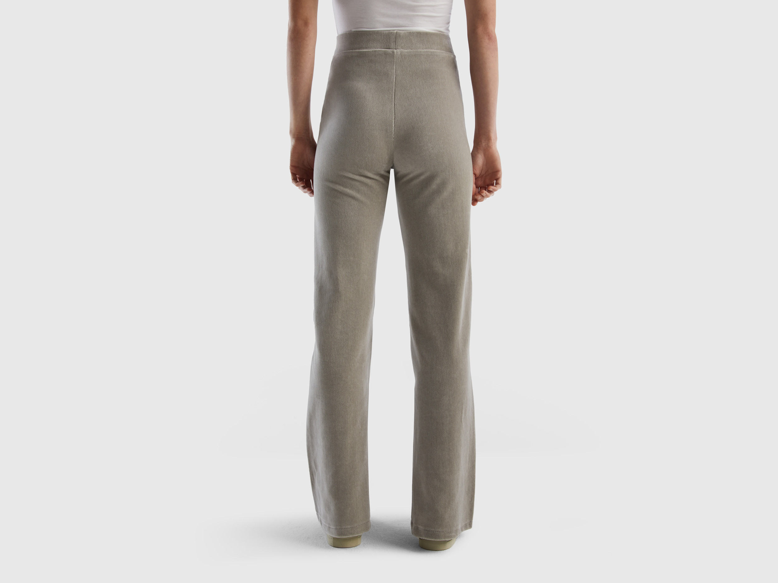 benetton, chenille trousers with slits, taglia l, gray, women