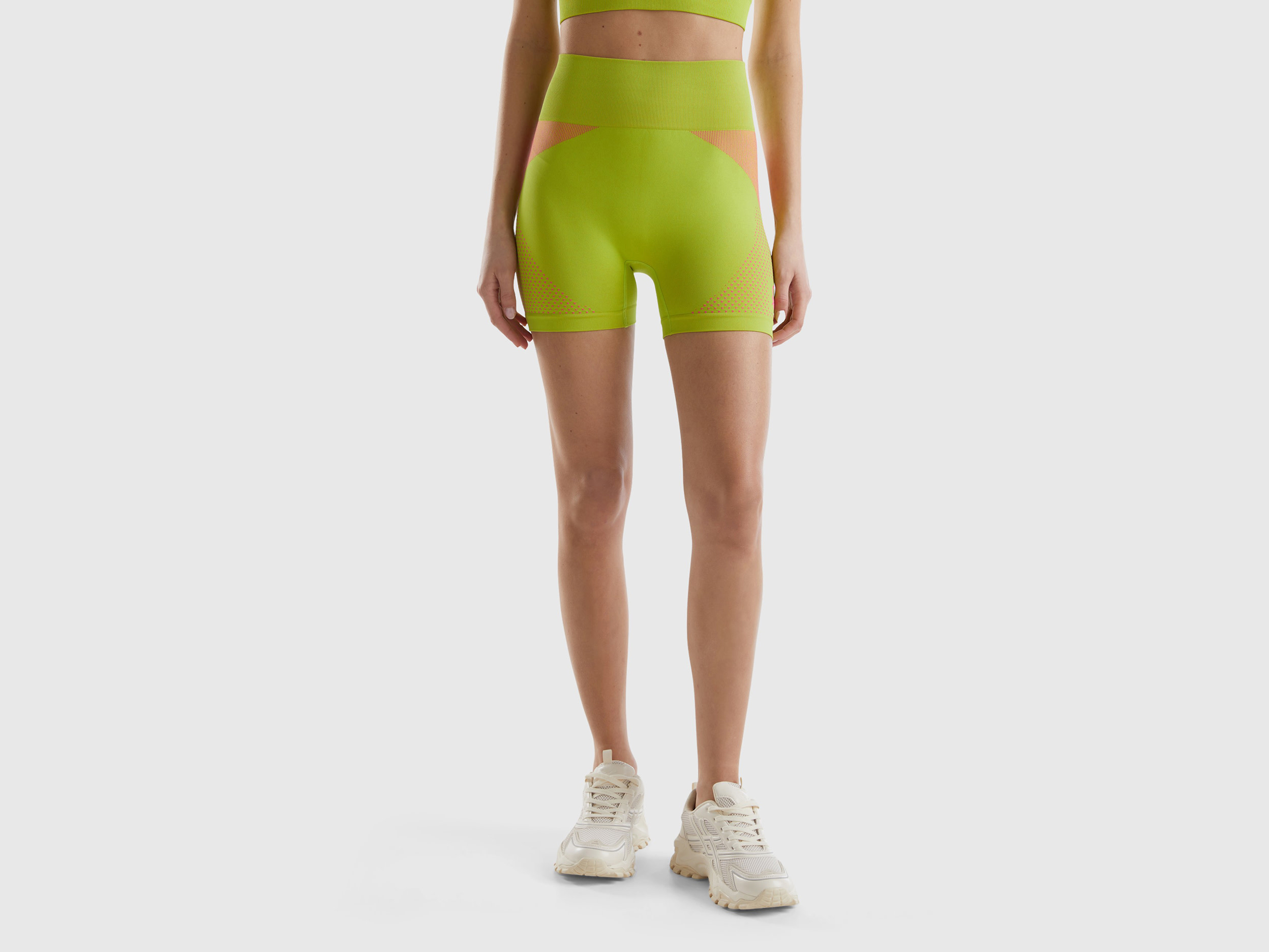 Image of Benetton, Seamless Sports Shorts, size S, Lime, Women