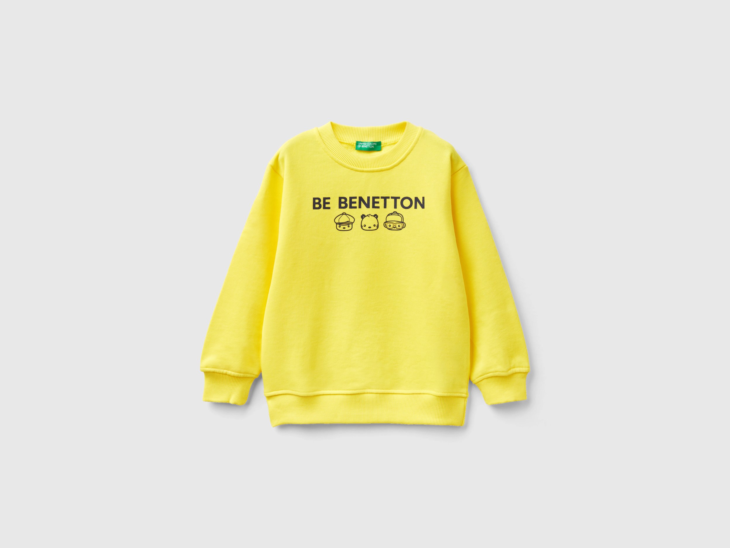 Benetton, Sweatshirt In 100% Organic Cotton, size 12-18, Yellow, Kids