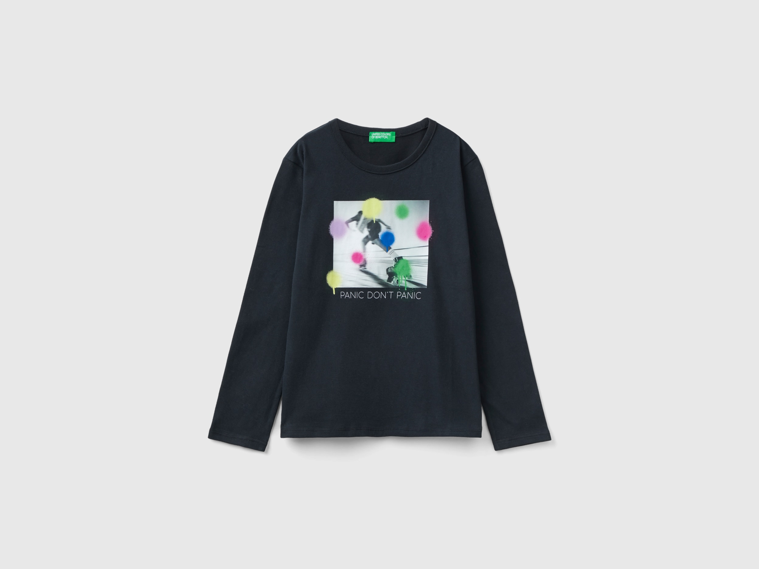 Benetton, Warm T-shirt With Photo Print, size 2XL, Black, Kids