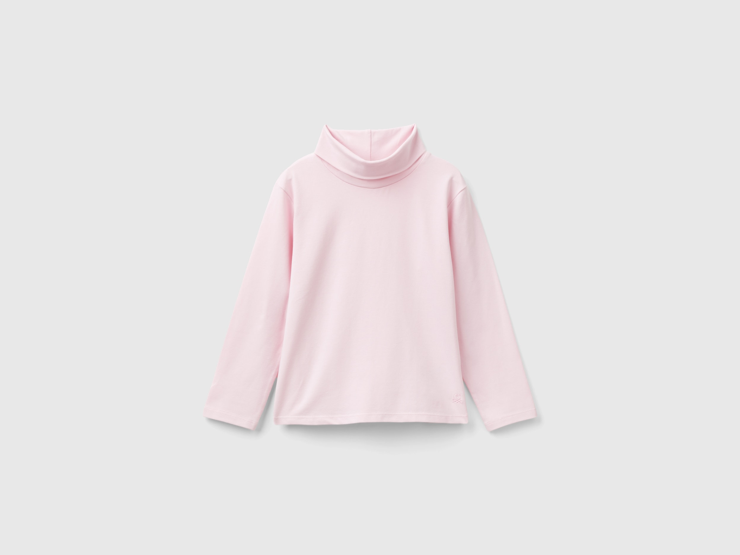 Benetton, T-shirt Lupetto In Cotone Stretch, Rosa, Bambini