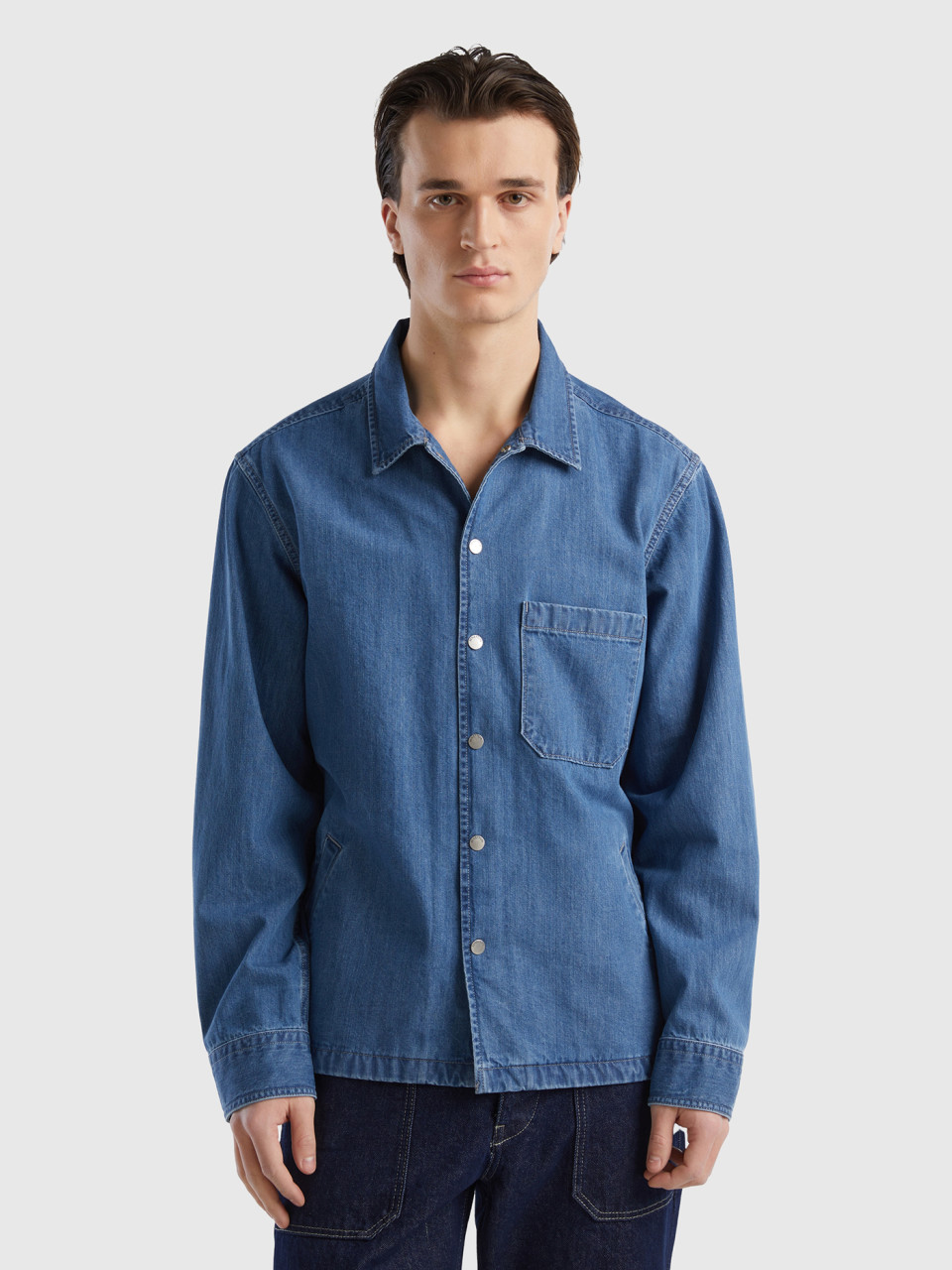 Benetton, Jeans-overshirt, Blau, male