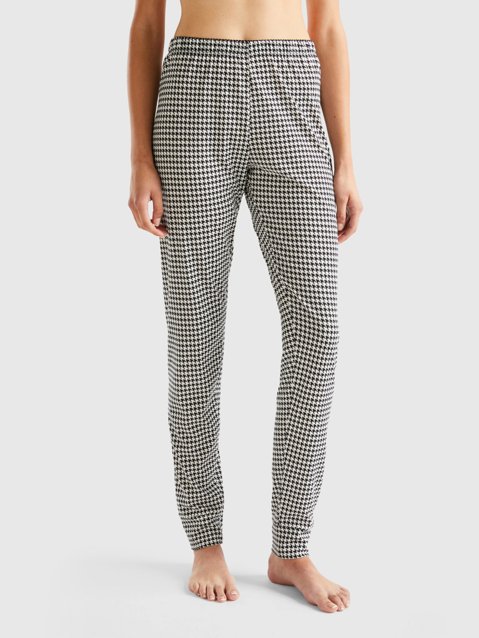 Benetton, Houndstooth Trousers, Multi-color, Women