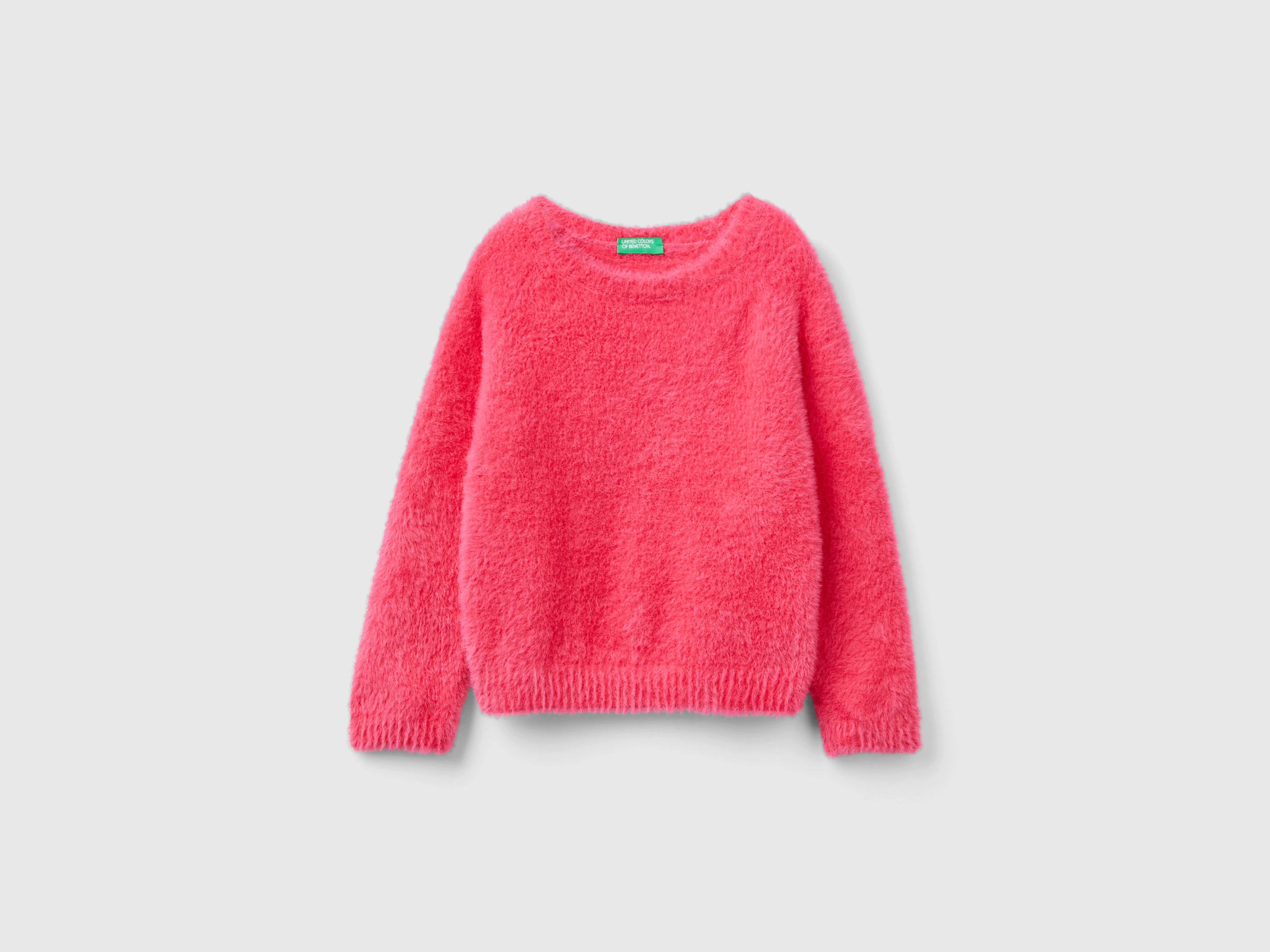 Benetton, Sweater With Faux Fur, size 4-5, Fuchsia, Kids