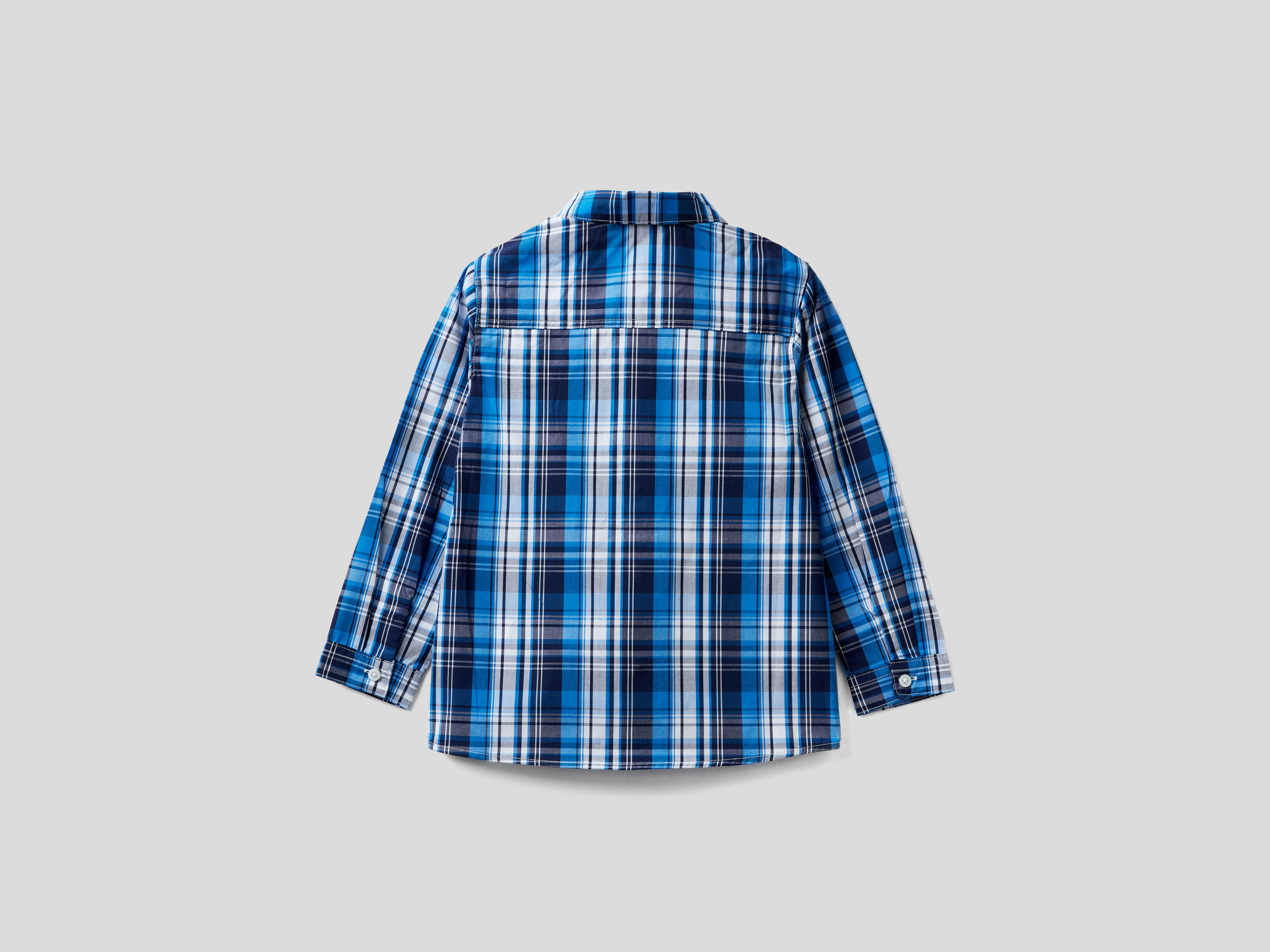 Benetton, Shirt In Pure Cotton, Taglia 12-18, Dark Blue, Kids