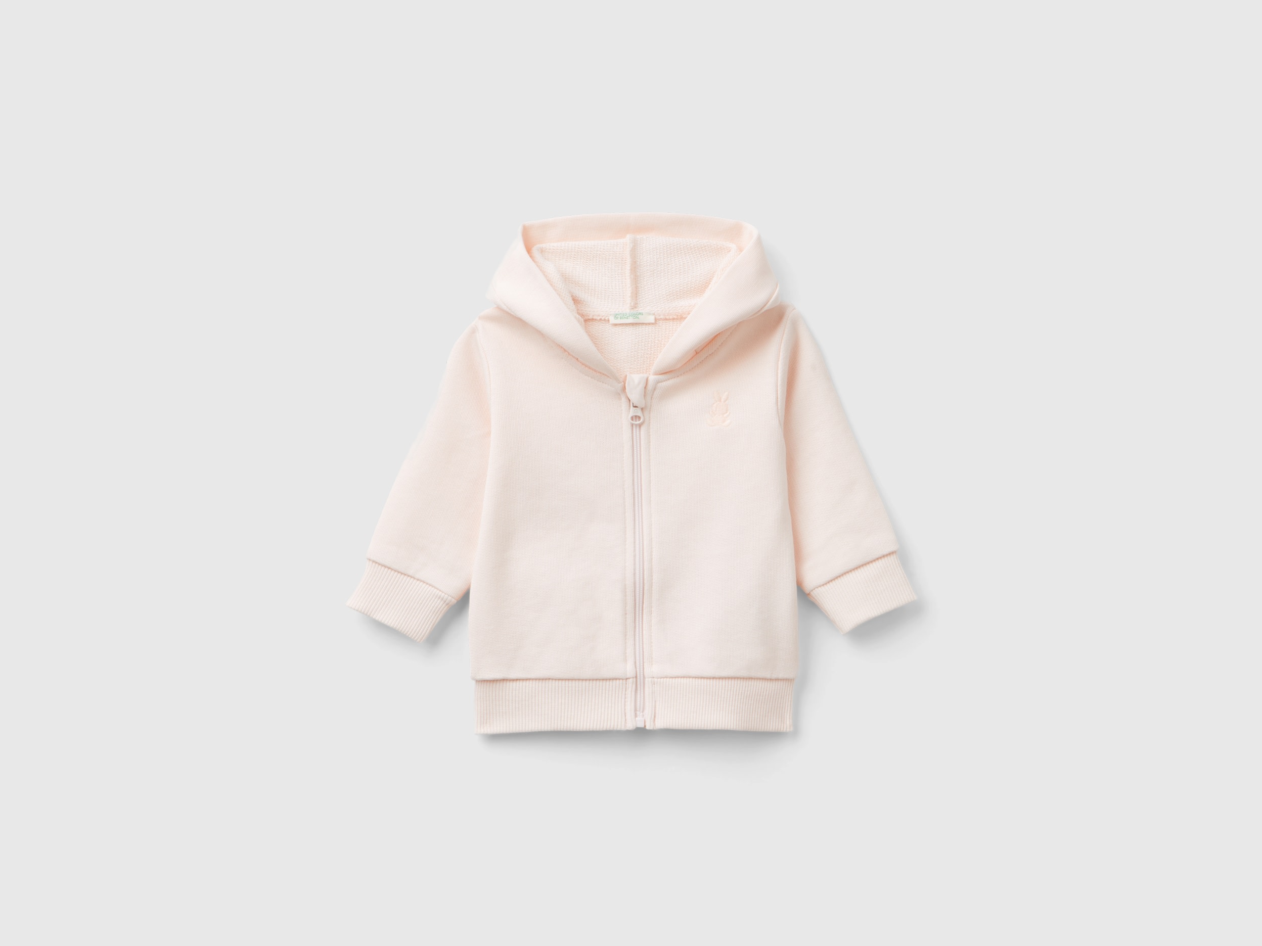Benetton, Felpa Con Cappuccio In Cotone Bio, Rosa Tenue, Bambini