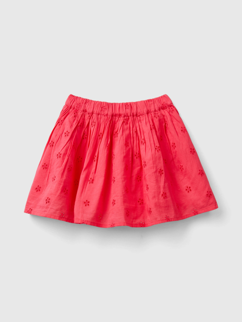 Benetton, Skirt With Broderie Anglaise Embroidery, Fuchsia, Kids
