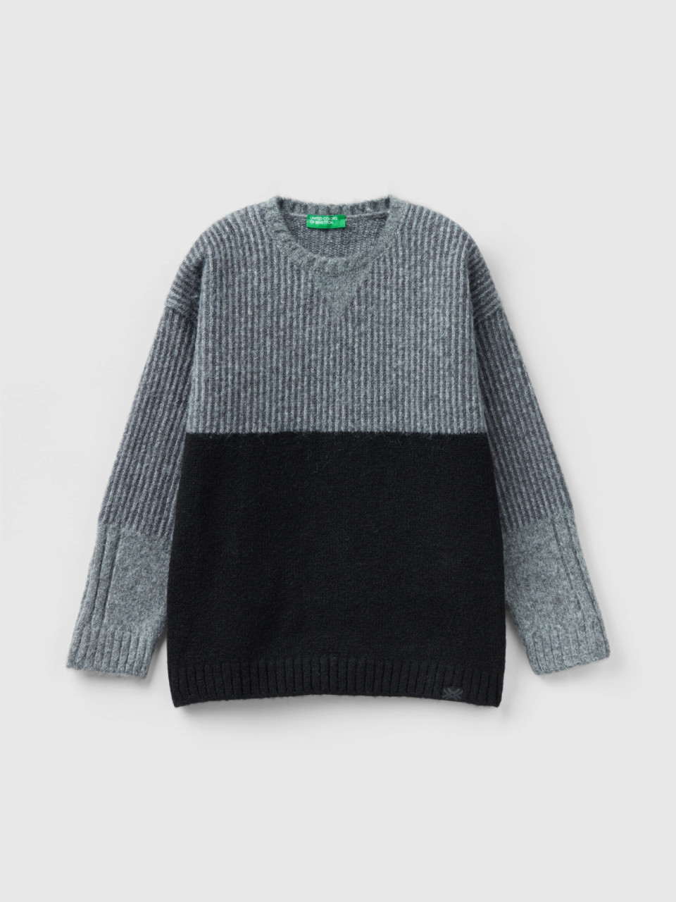 Benetton, Regular Fit Chenille Sweater, Black, Kids