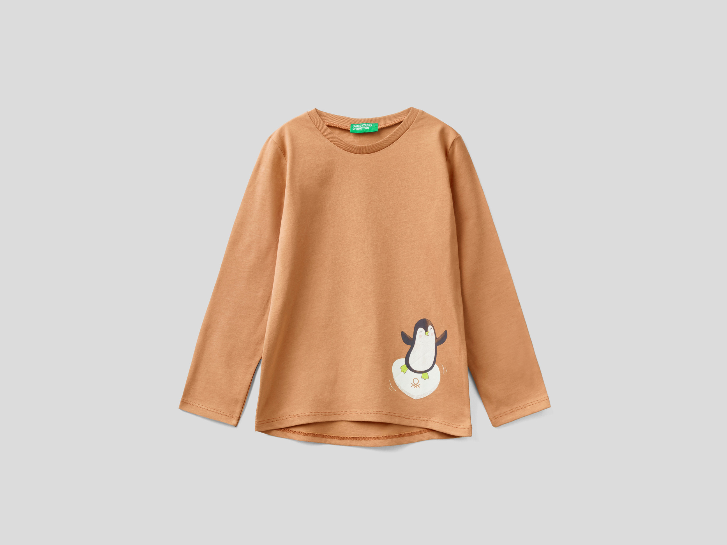 Benetton, T-shirt À Imprimé Aquarelle, taille , Camel, Enfants