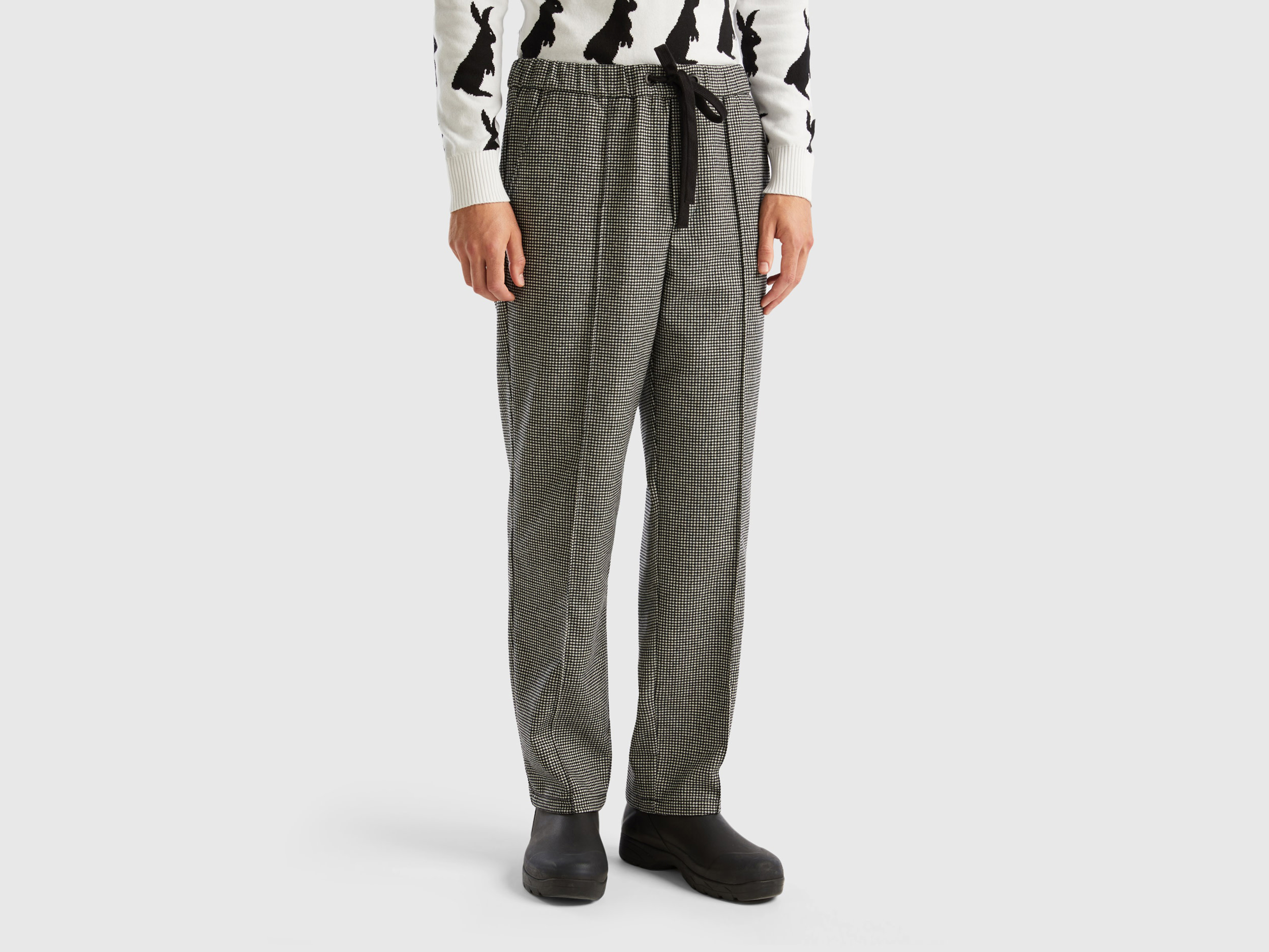 Benetton, Houndstooth Joggers, size XS, Gray, Men