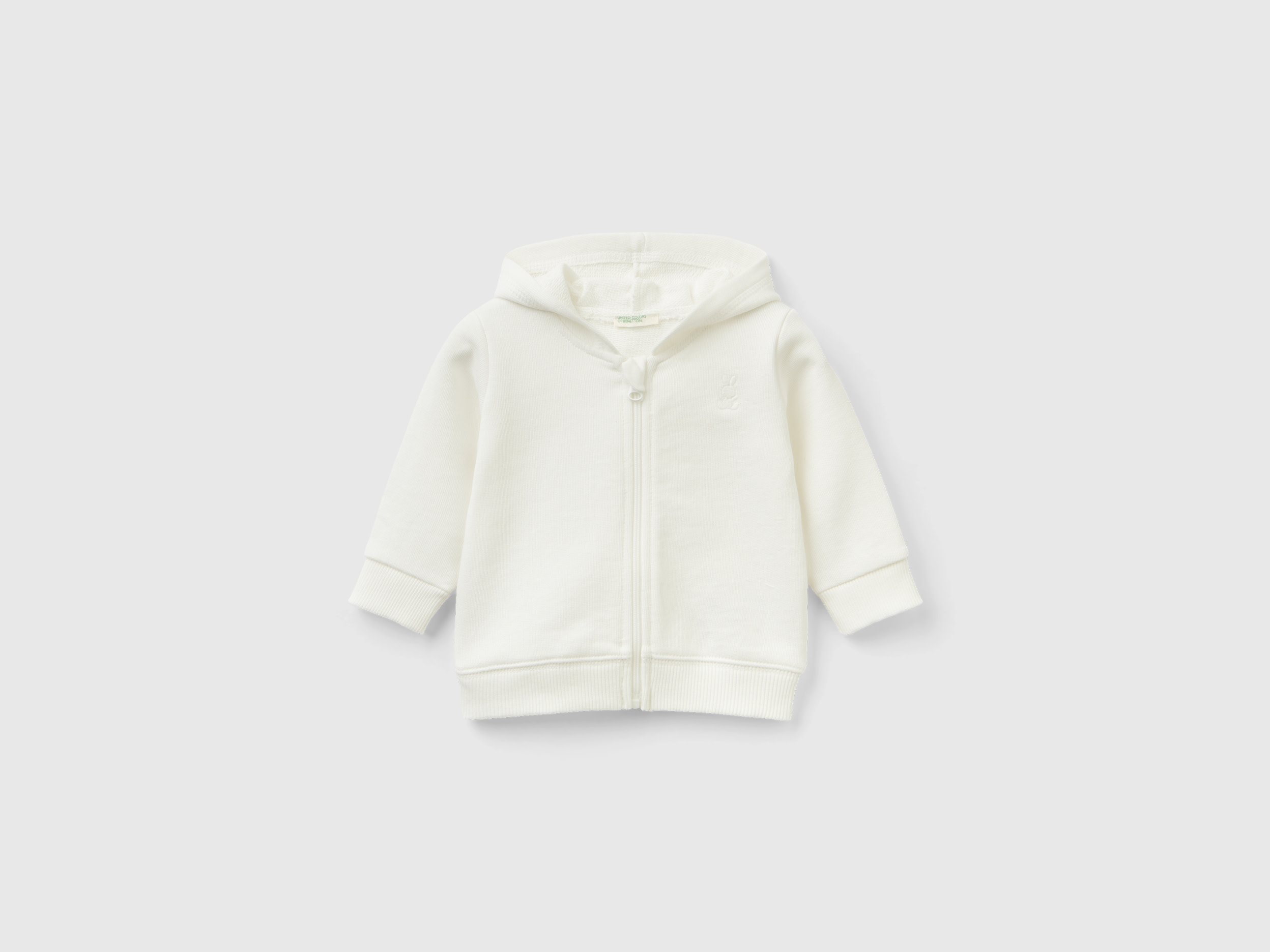 Image of Benetton, Hoodie In Organic Cotton, size 56, Creamy White, Kids
