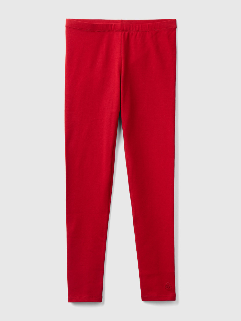 Benetton, Leggings In Stretch Cotton With Logo, Red, Kids