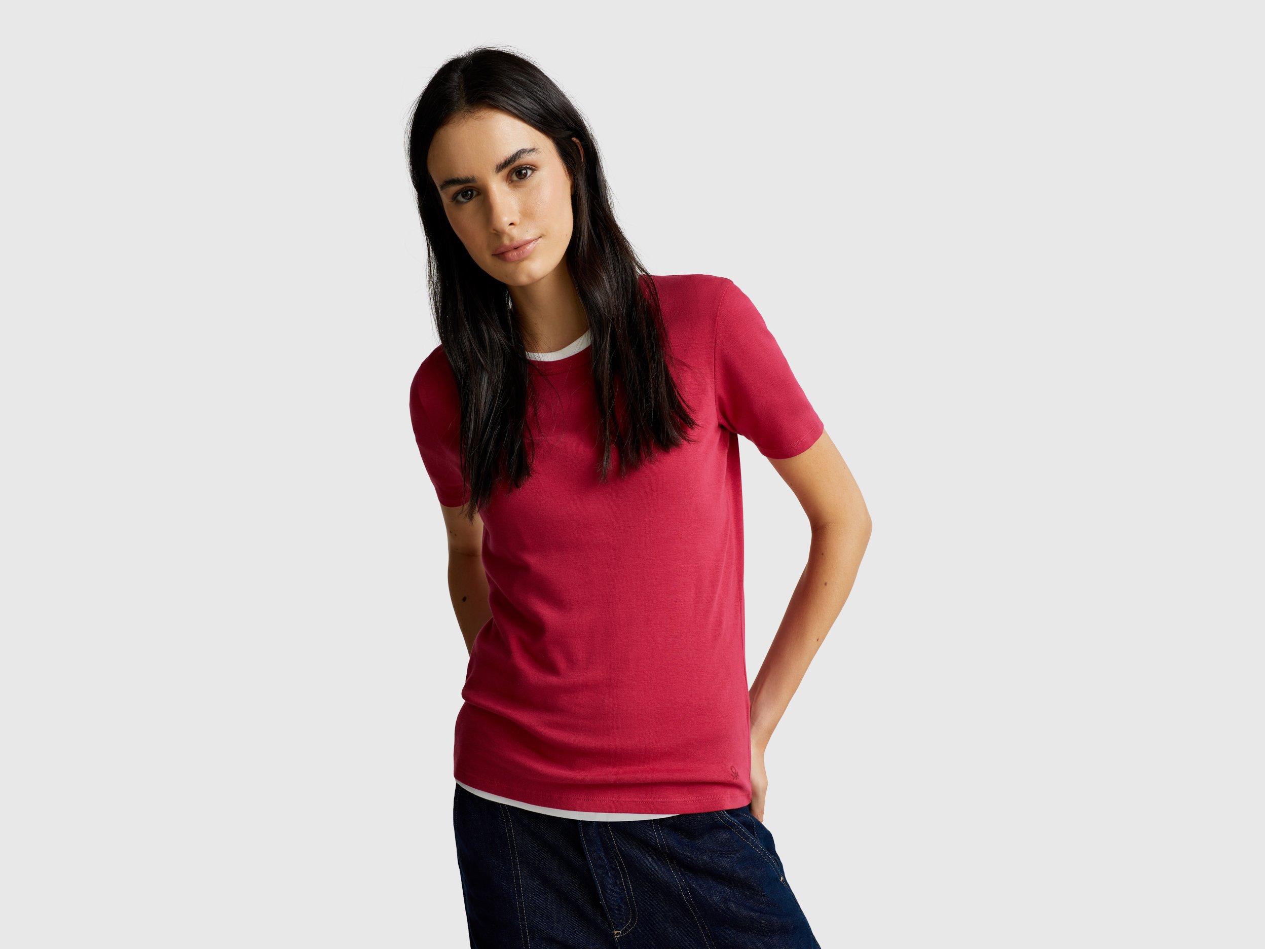 Benetton, Regular Fit T-shirt, Size: XXS, Strawberry, Women