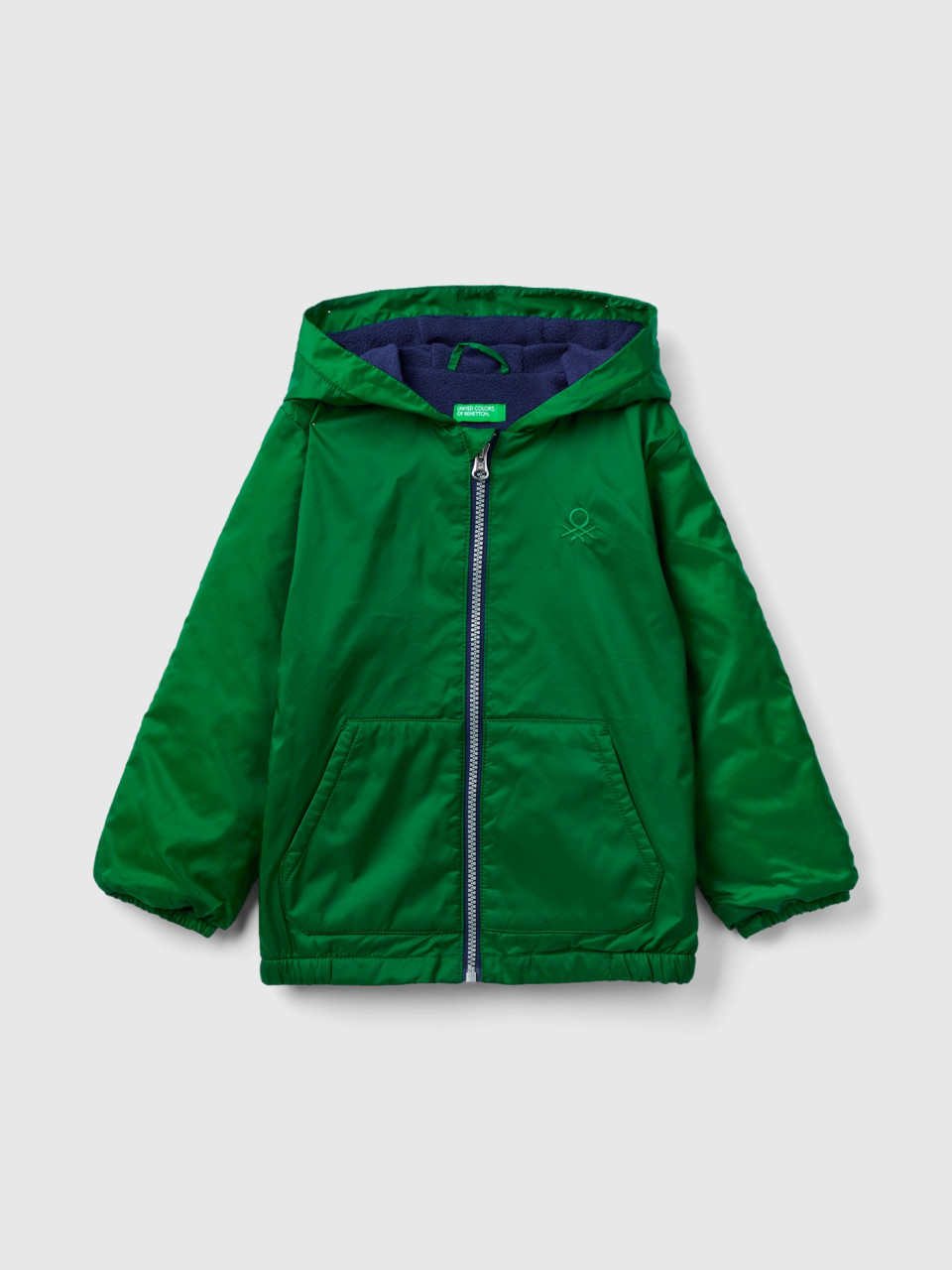 Benetton, Jacket With Oversized Hood, Green, Kids