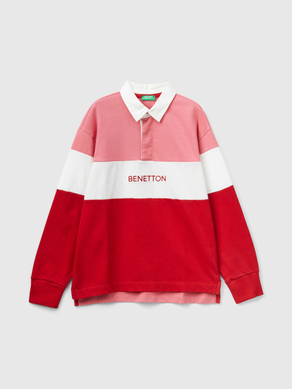 Benetton, Red And Pink Regular Fit Polo, Pink, Kids