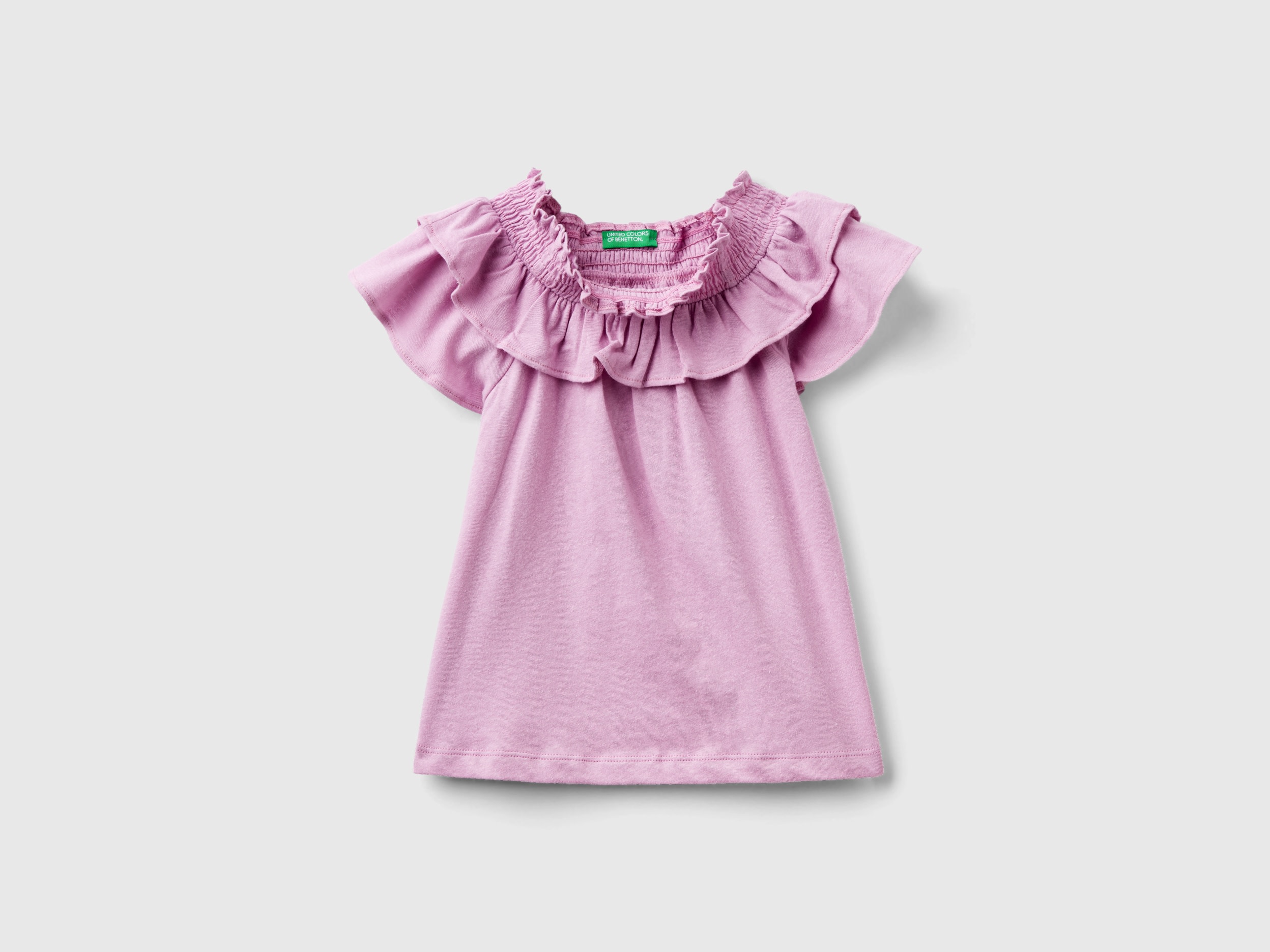 Benetton, Maglietta Con Scollo A Barchetta, Lilla, Bambini