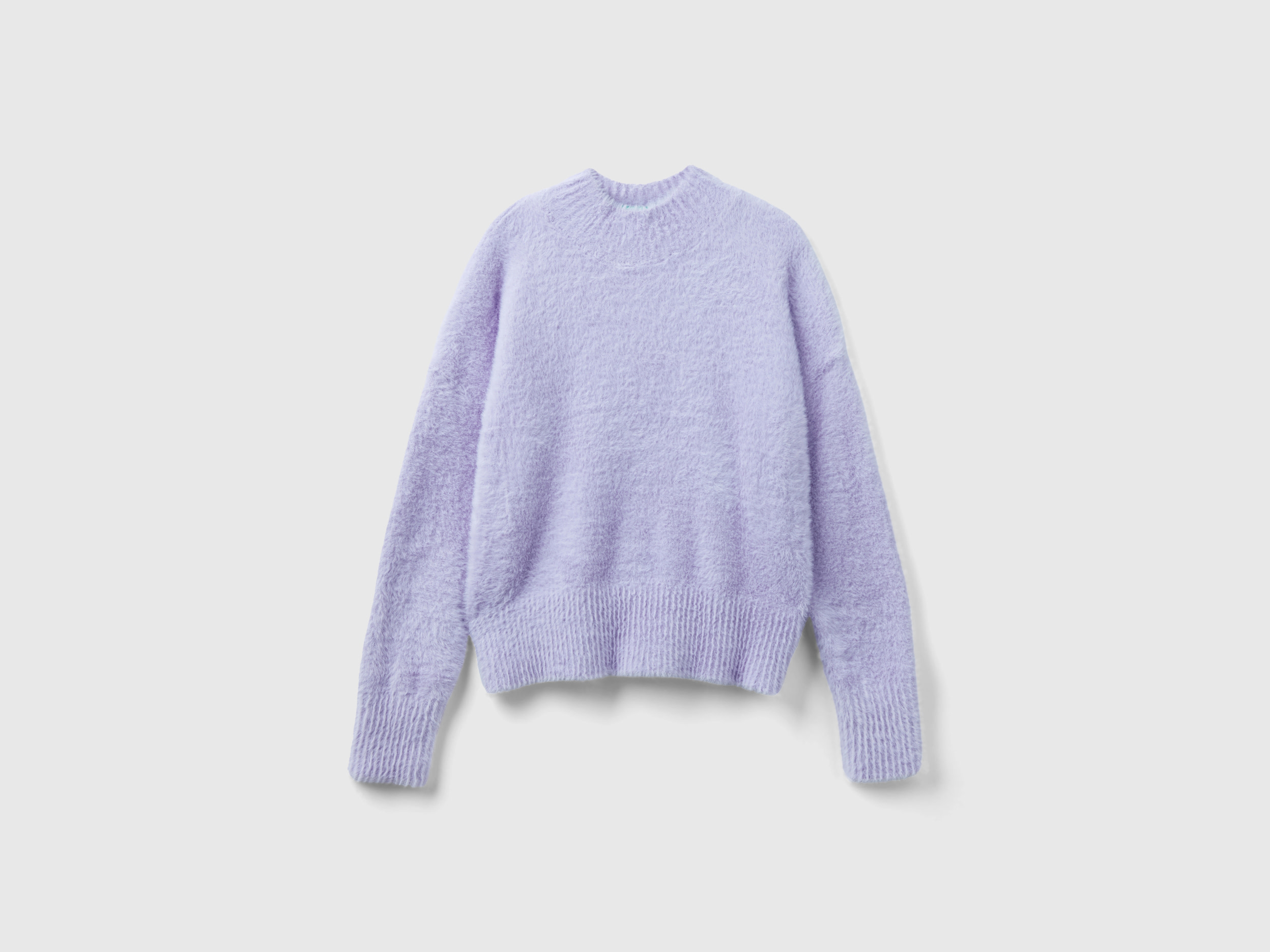 Benetton, Furry Yarn Turtleneck Sweater, size M, Lilac, Kids