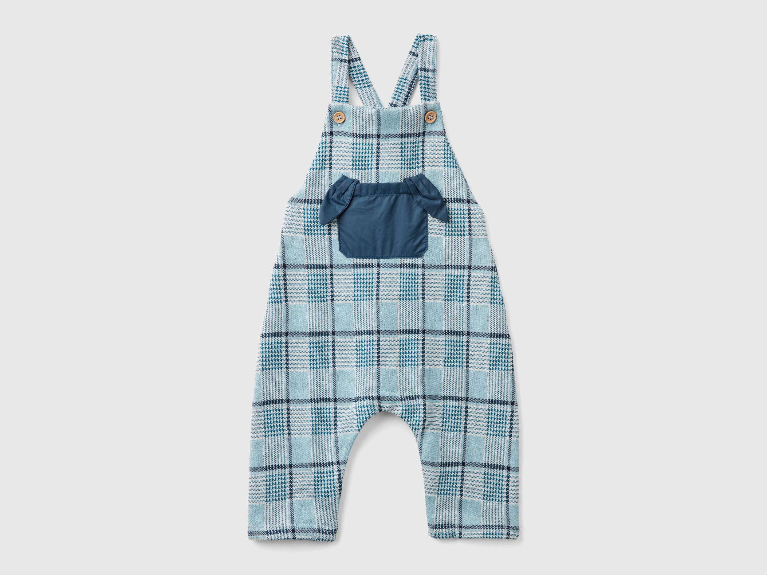 Benetton, Salopette Jacquard Principe Di Galles, Multicolore, Bambini