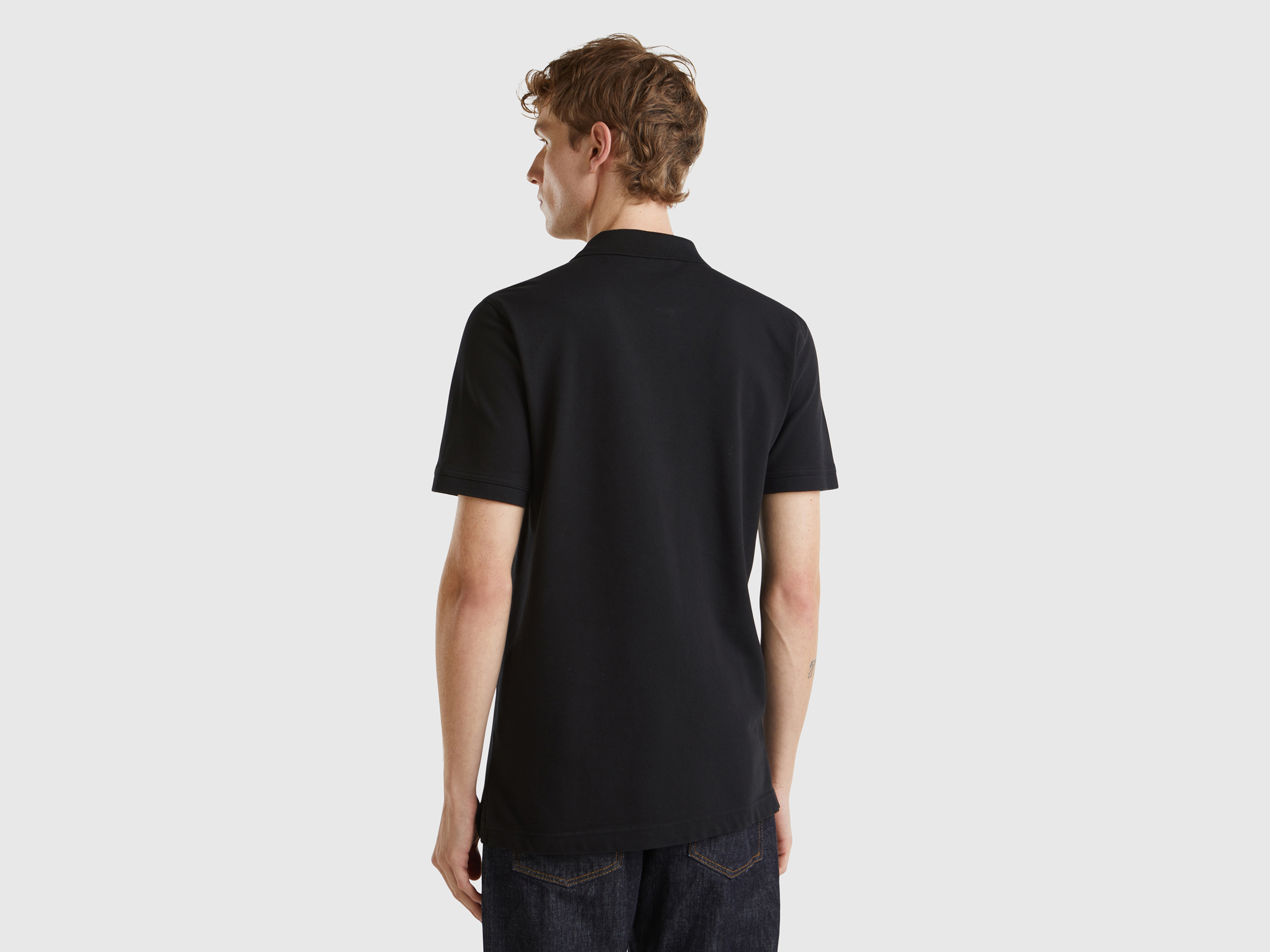 Benetton, Πόλο Μαύρο Slim Fit, size M, Μαυρο, Ανδρικά φωτογραφία