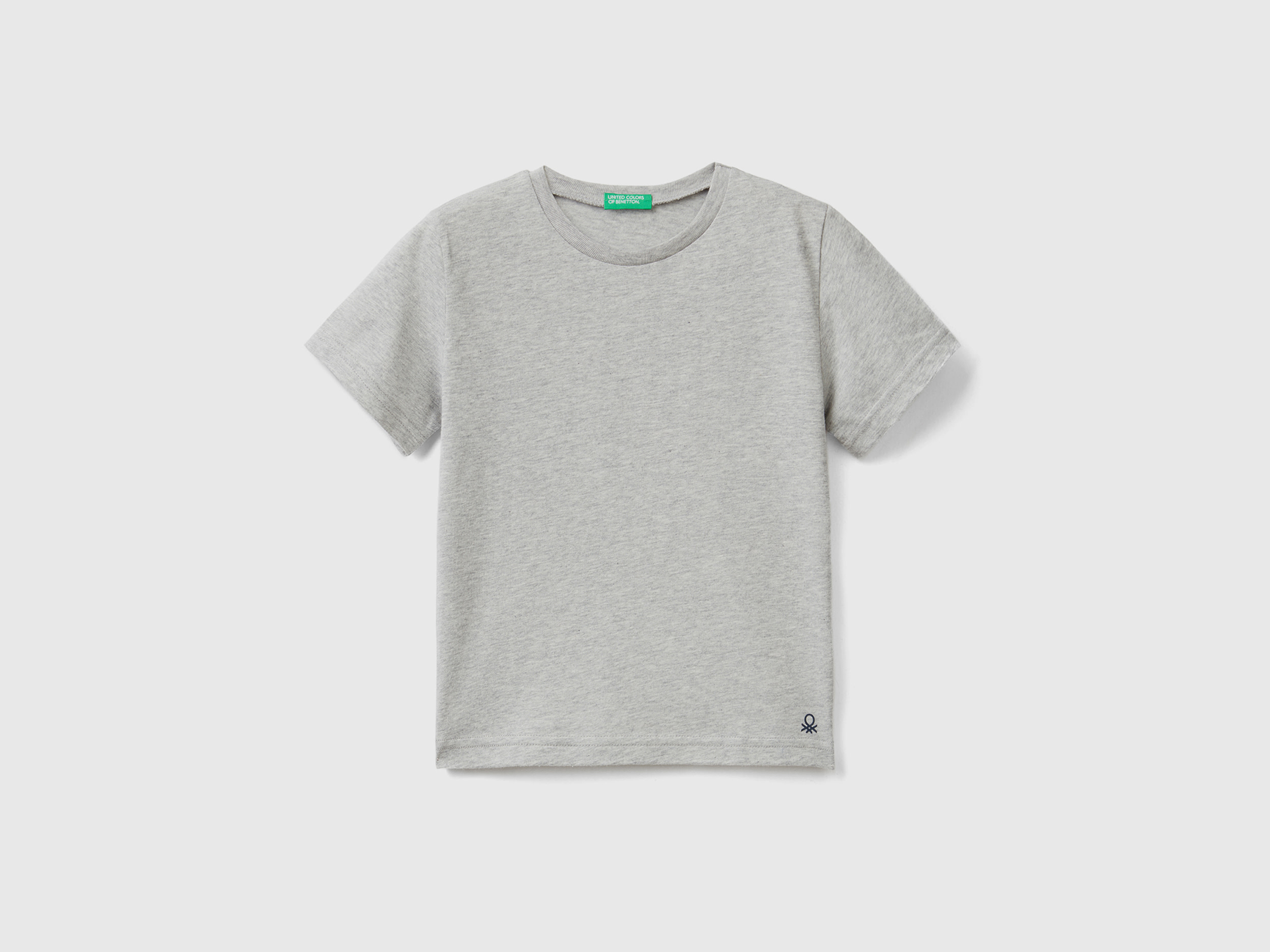 Image of Benetton, T-shirt In Organic Cotton, size 116, Light Gray, Kids