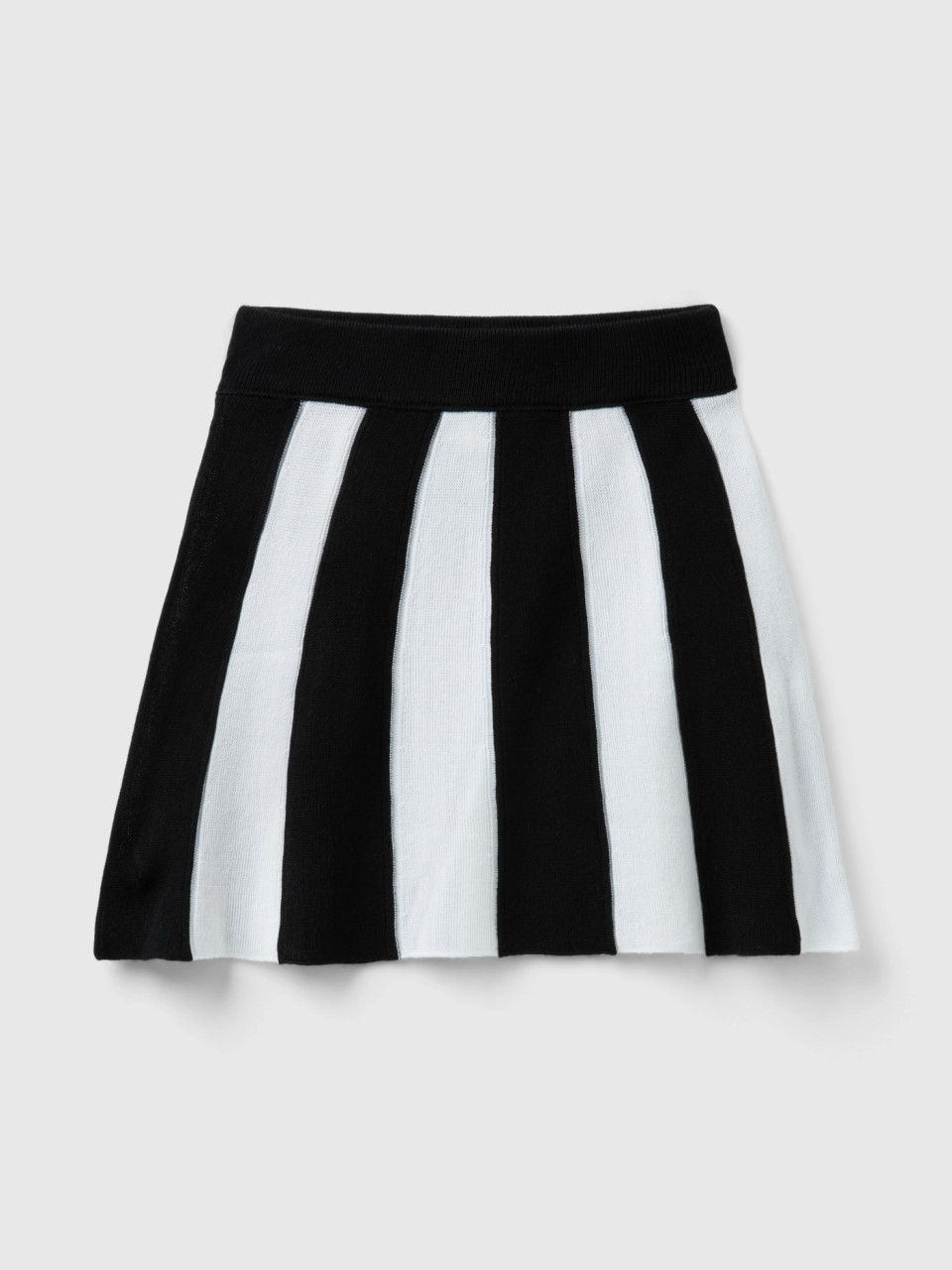 Benetton, Skirt With Vertical Stripes, Black, Kids