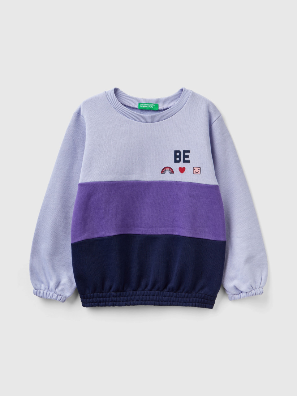 Benetton, Oversized Color Block Sweatshirt, Lilac, Kids