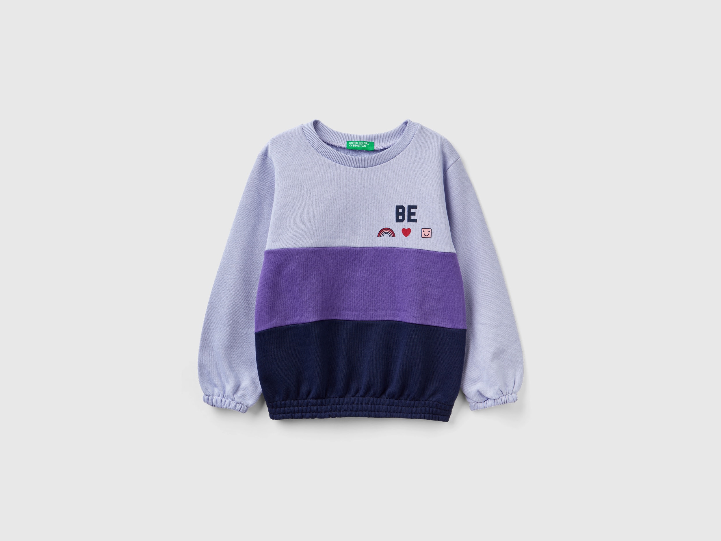 Benetton, Oversized Color Block Sweatshirt, size 12-18, Lilac, Kids