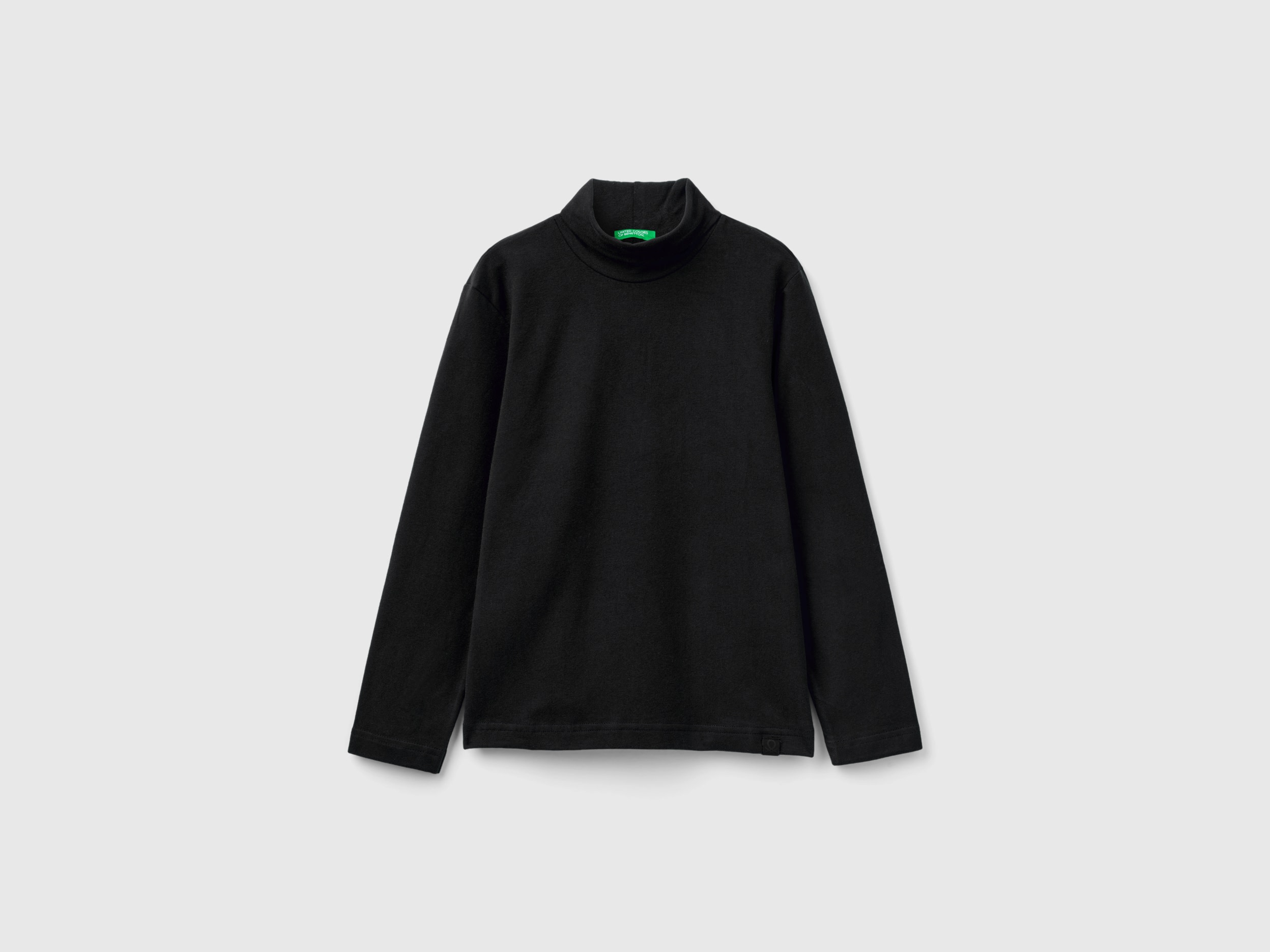 Benetton, T-shirt Dolcevita Manica Lunga, Nero, Bambini
