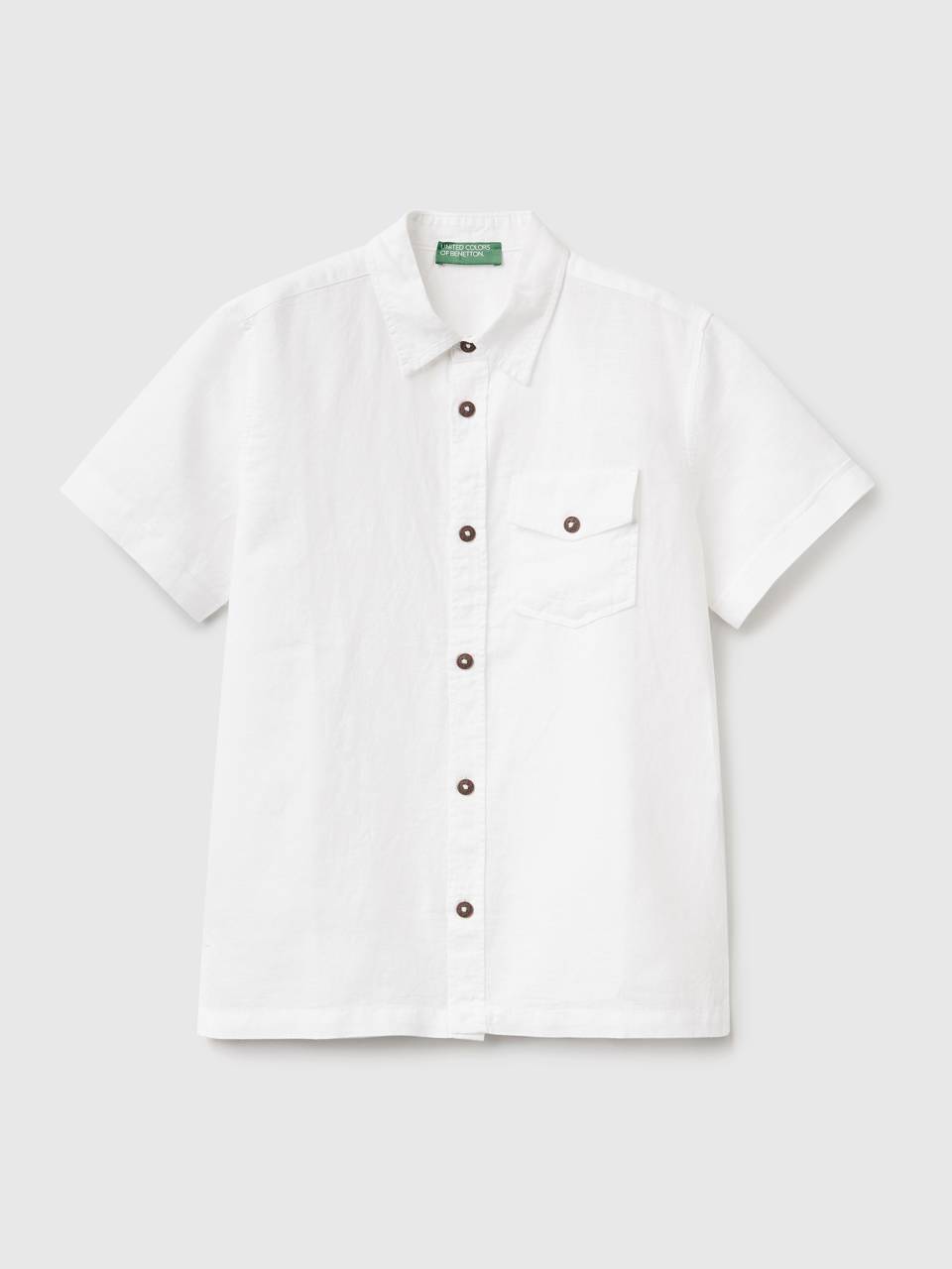 Benetton short sleeve shirt in linen blend. 1
