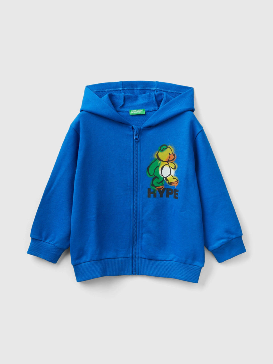 Benetton, Oversize Sweatshirt With Hood, Bright Blue, Kids