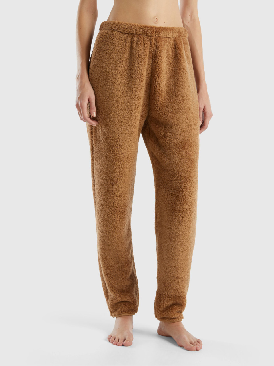 Benetton, Pantalon De Pyjama En Fourrure, Camel, Femme