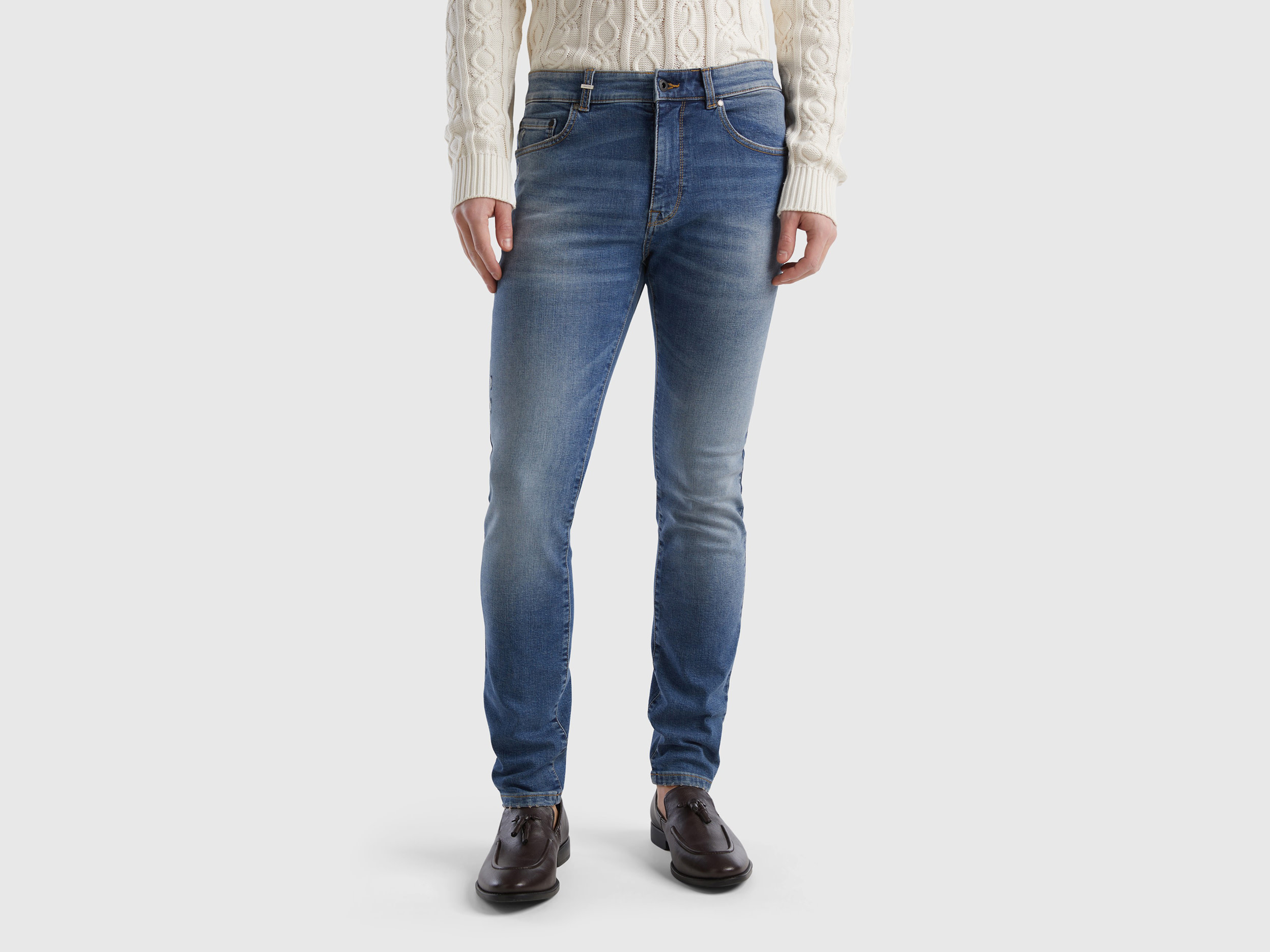 Image of Benetton, Skinny Fit Jeans, size 40, Light Blue, Men