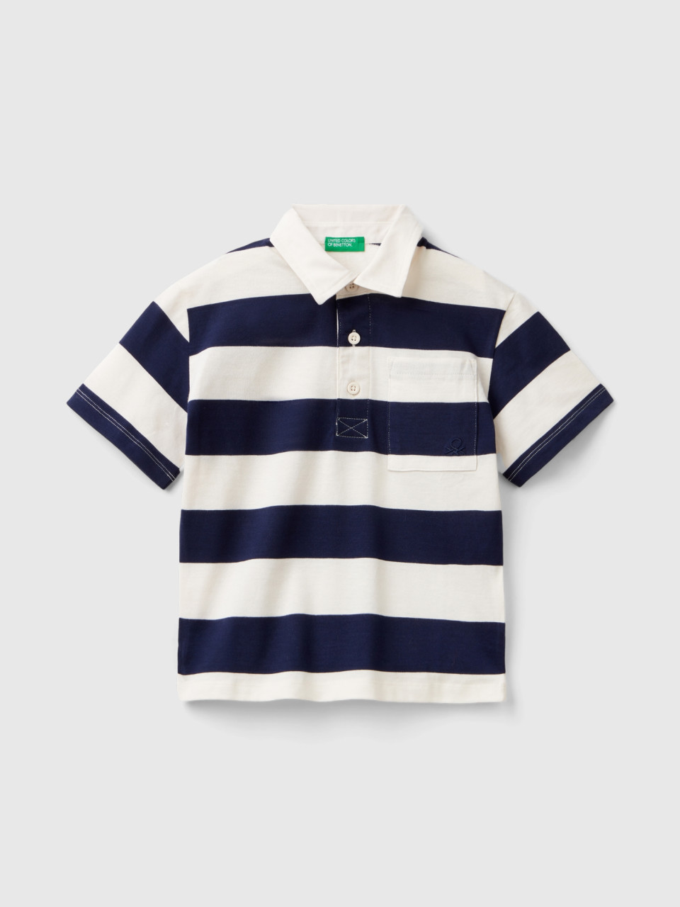 Benetton, Rugby Polo With Pocket, Dark Blue, Kids