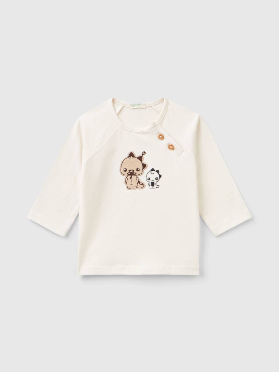 T-shirt in warm stretch cotton - | White Creamy Benetton