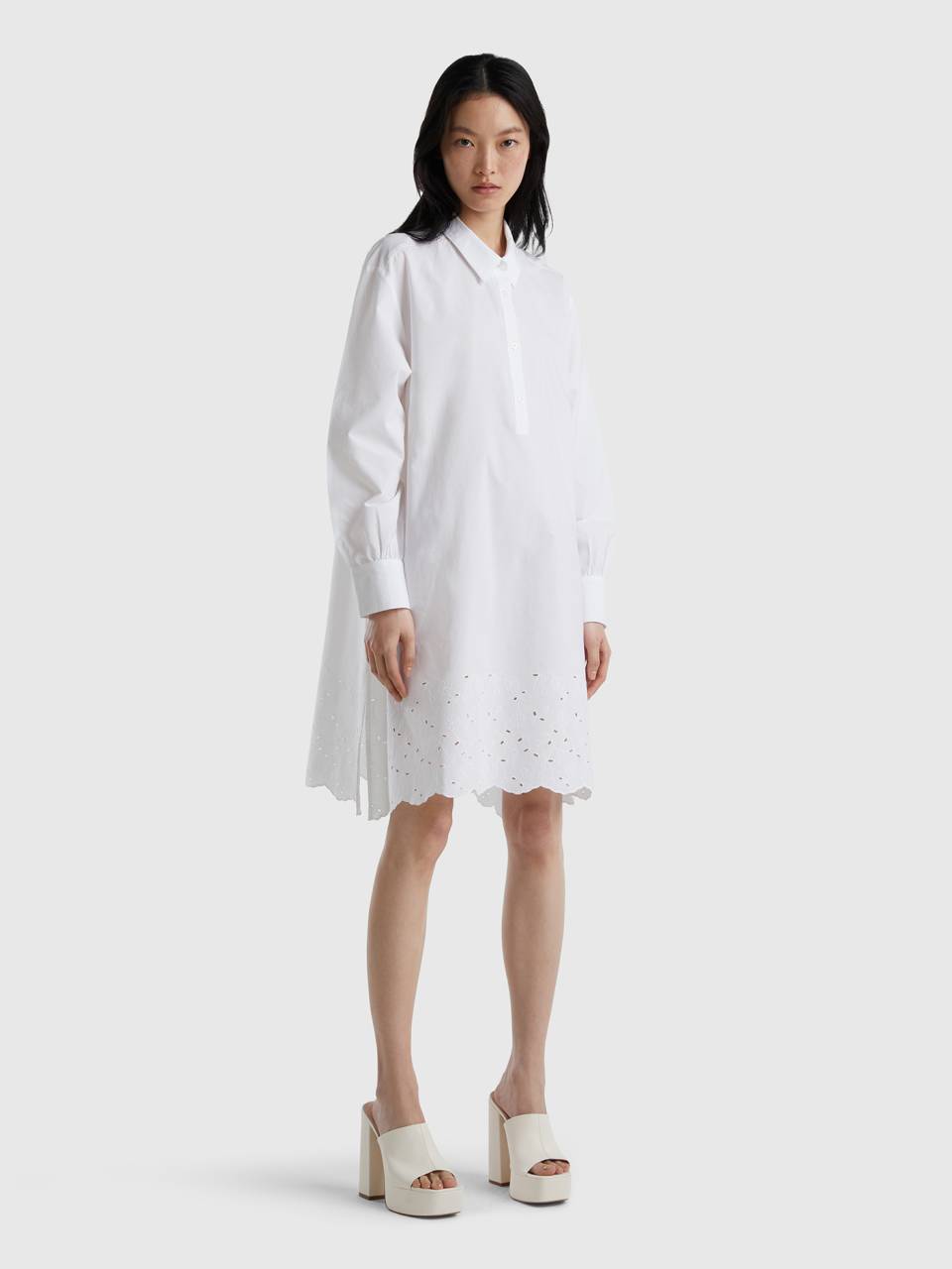 Benetton shirt dress with broderie anglaise embroidery. 1