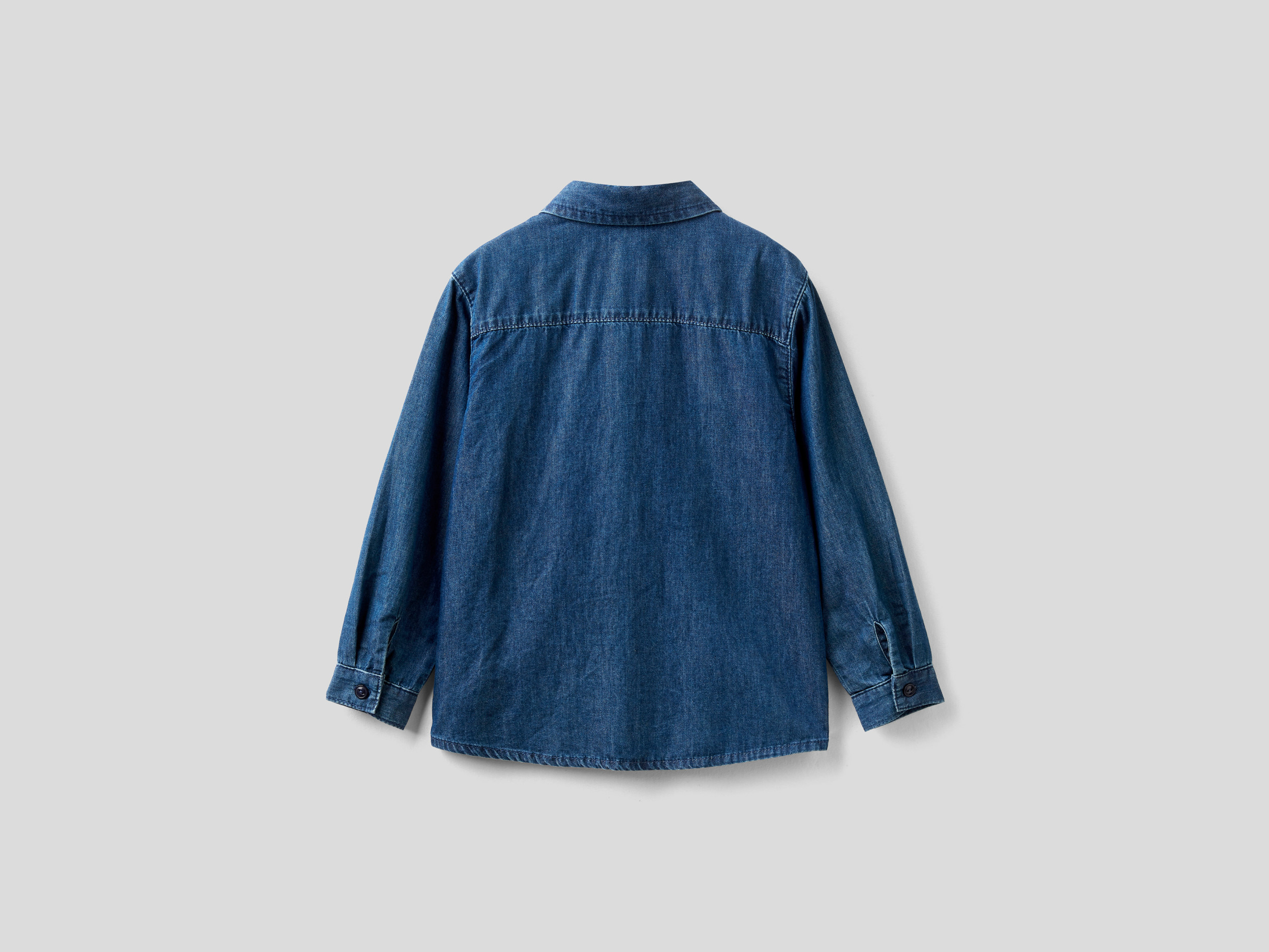 Benetton, Shirt With Printed Pocket, Taglia 12-18, Blue, Kids