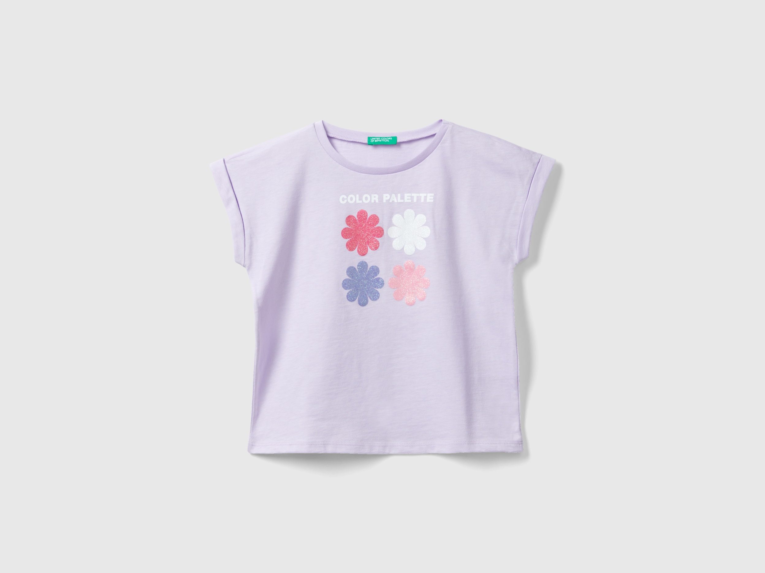 Benetton, Regular Fit T-shirt In Organic Cotton, size 3XL, Lilac, Kids