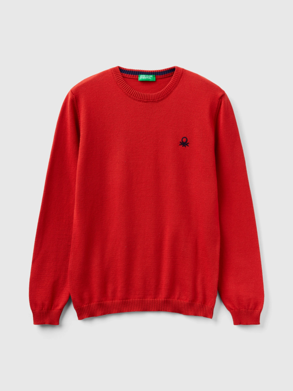 Benetton, Sweater In Pure Cotton With Logo, Brick Red, Kids