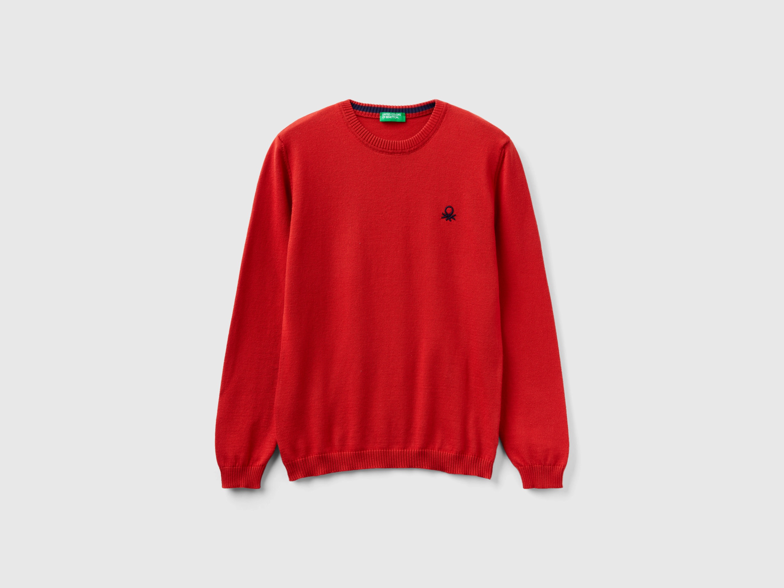 Benetton, Sweater In Pure Cotton With Logo, size S, Brick Red, Kids